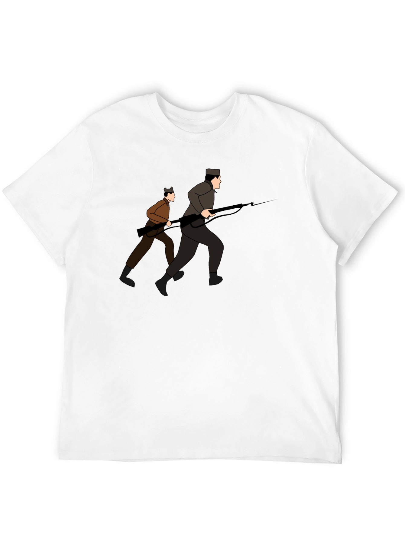 Graphic Tee: Two Soldiers Running with Rifles