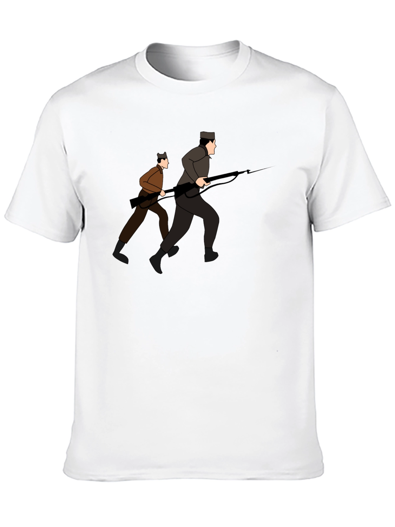 Graphic Tee: Two Soldiers Running with Rifles