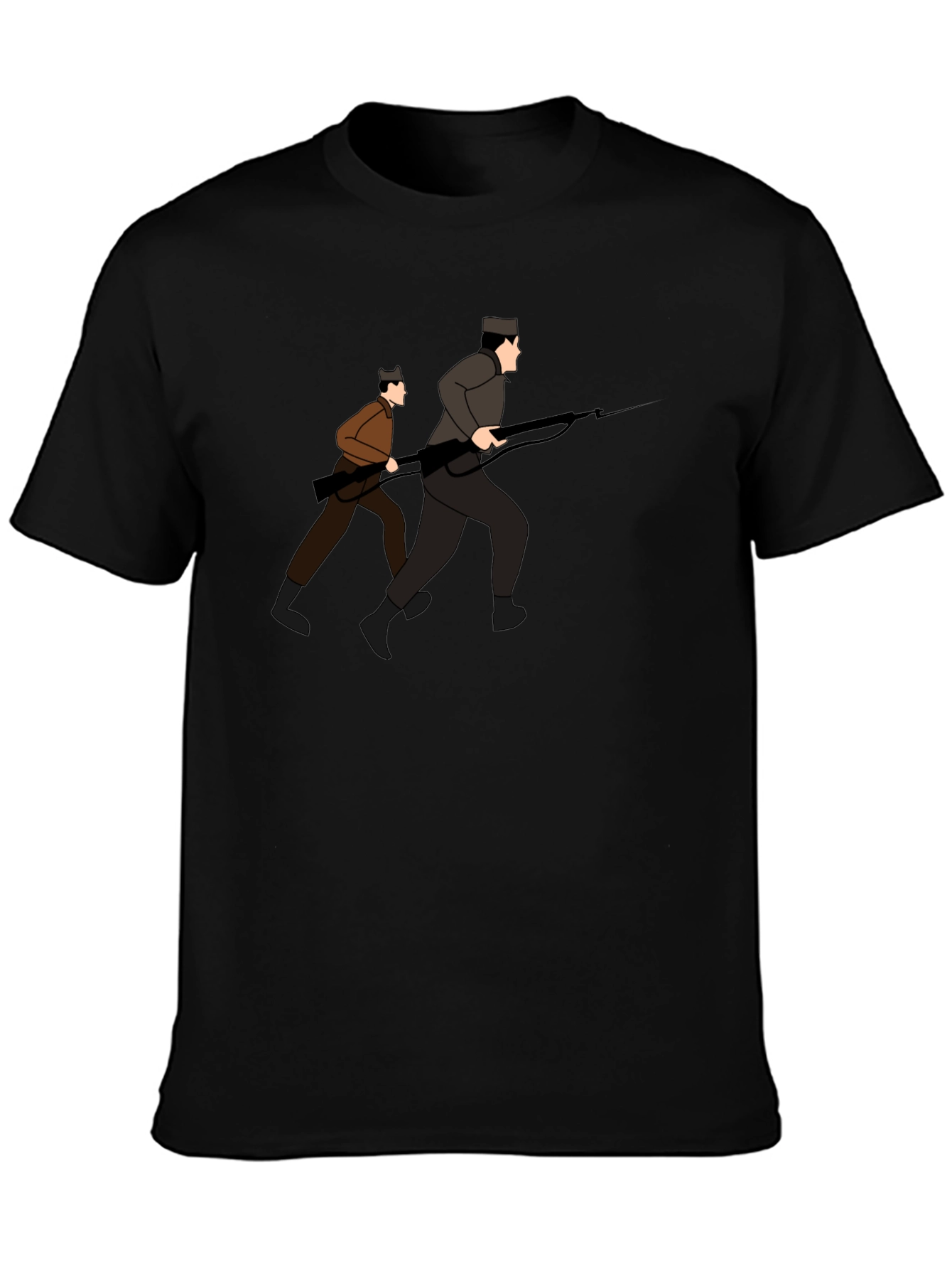 Graphic Tee: Two Soldiers Running with Rifles