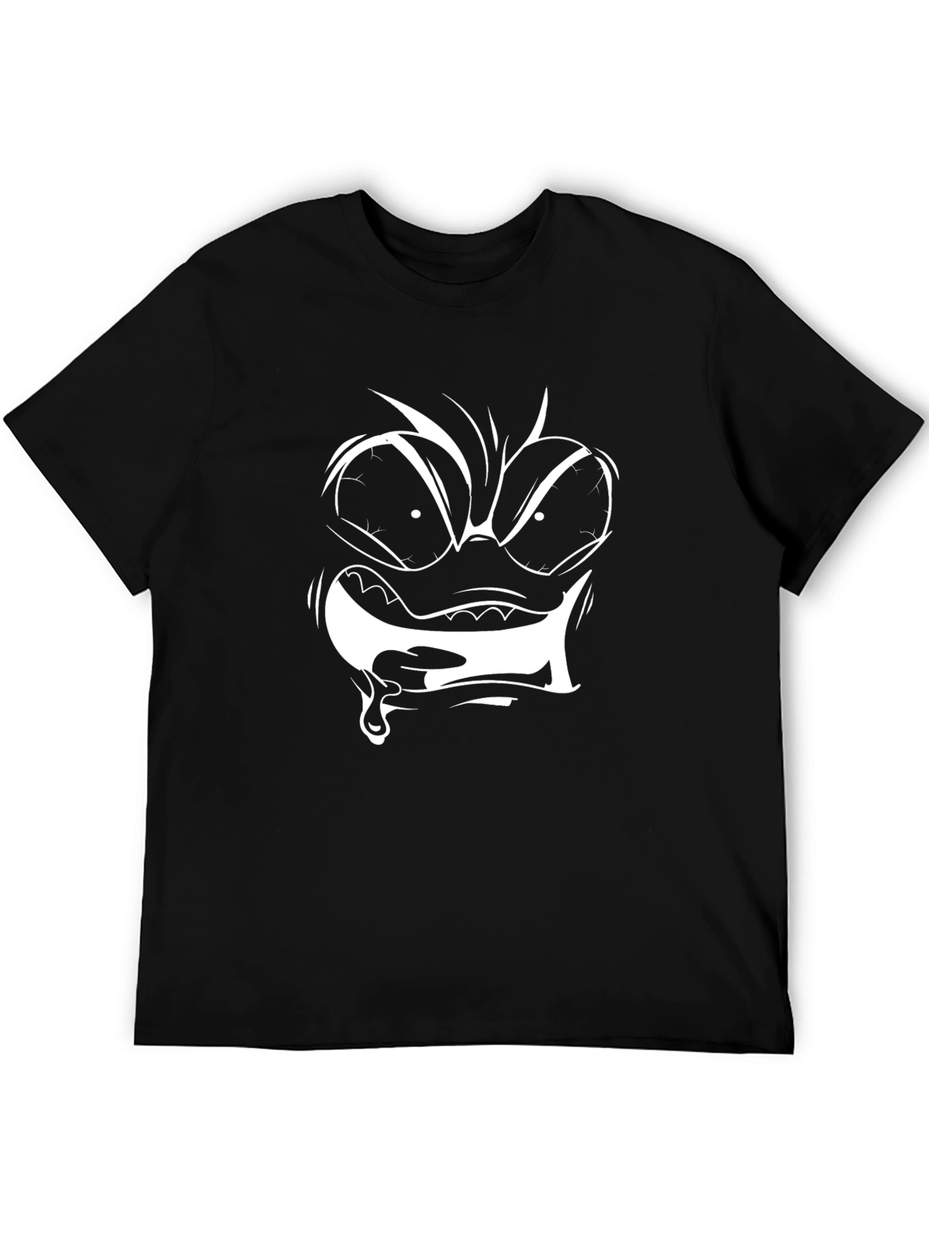 Cartoon Face Graphic Black T-Shirt