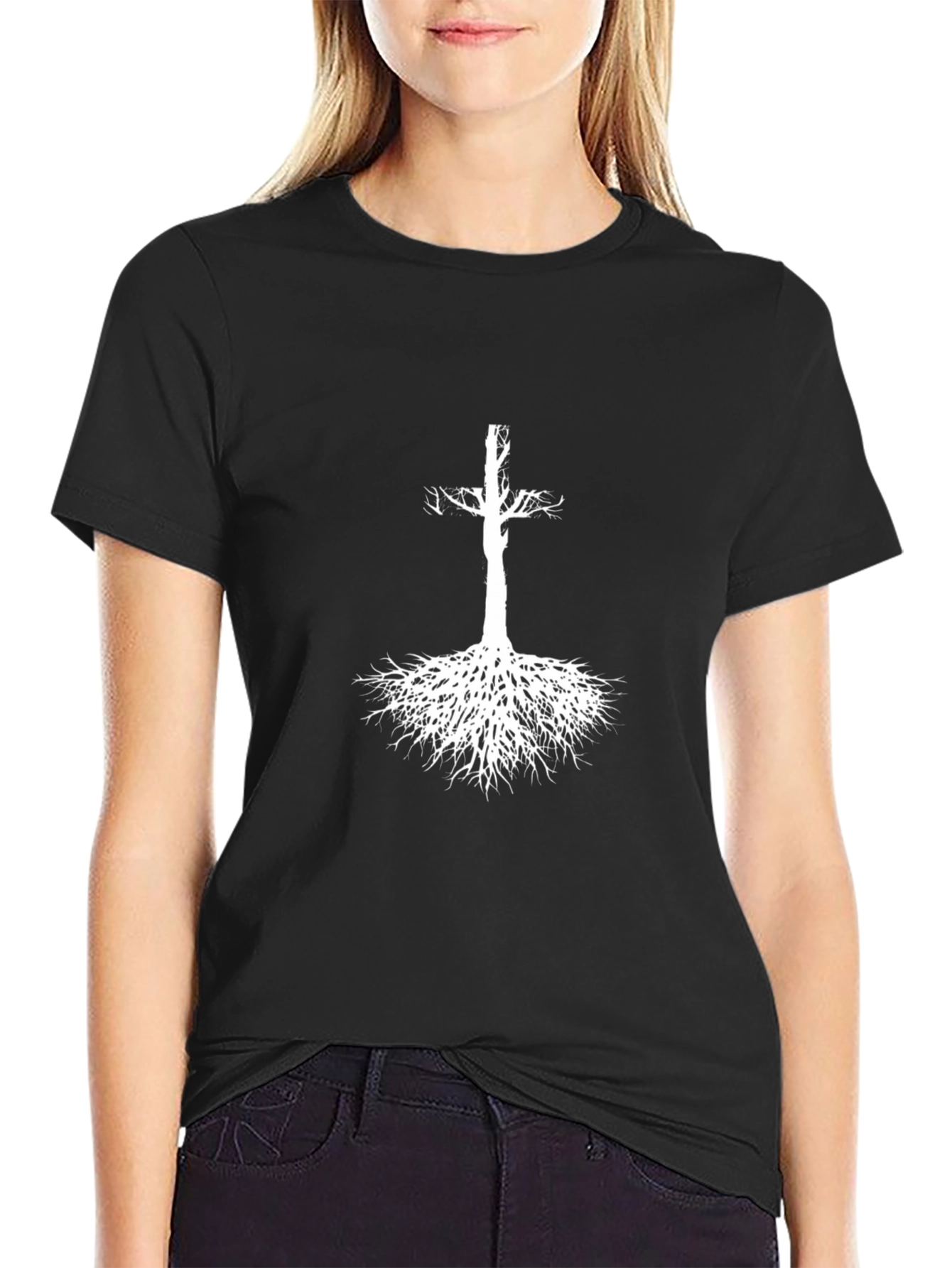 Rooted Cross Graphic Tee - Black