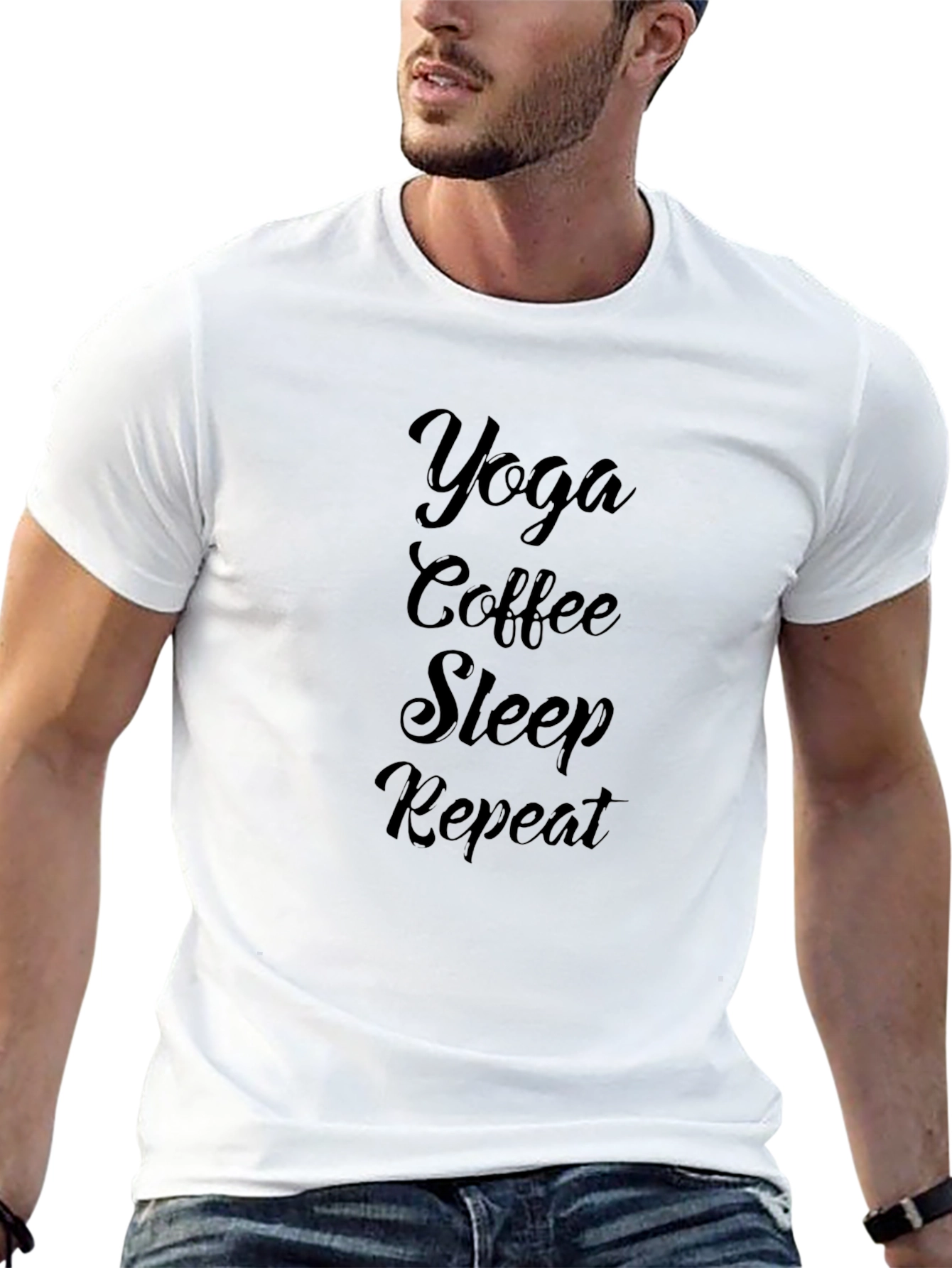 Yoga Coffee Sleep Repeat Black T-Shirt
