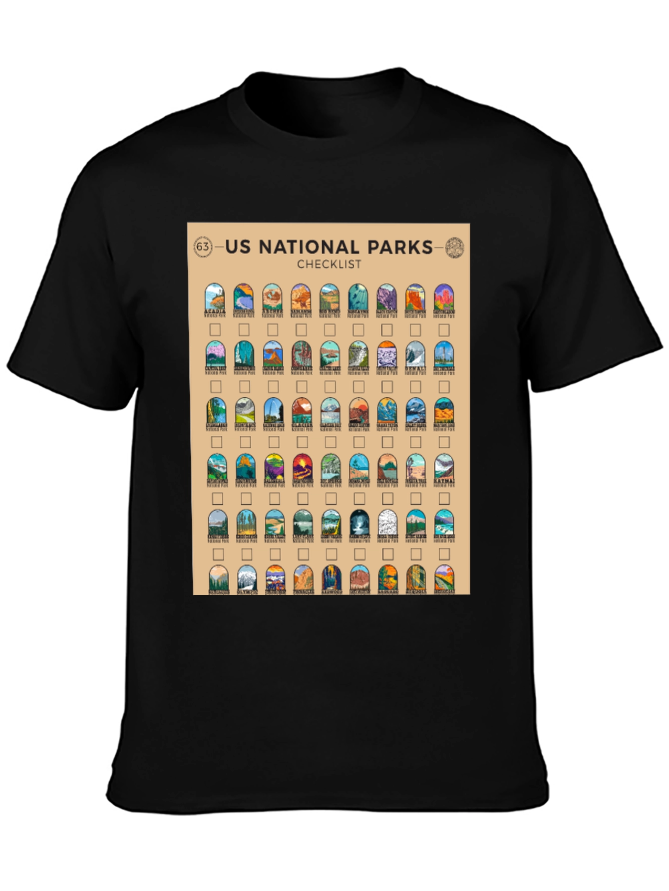 US National Parks Checklist T-Shirt