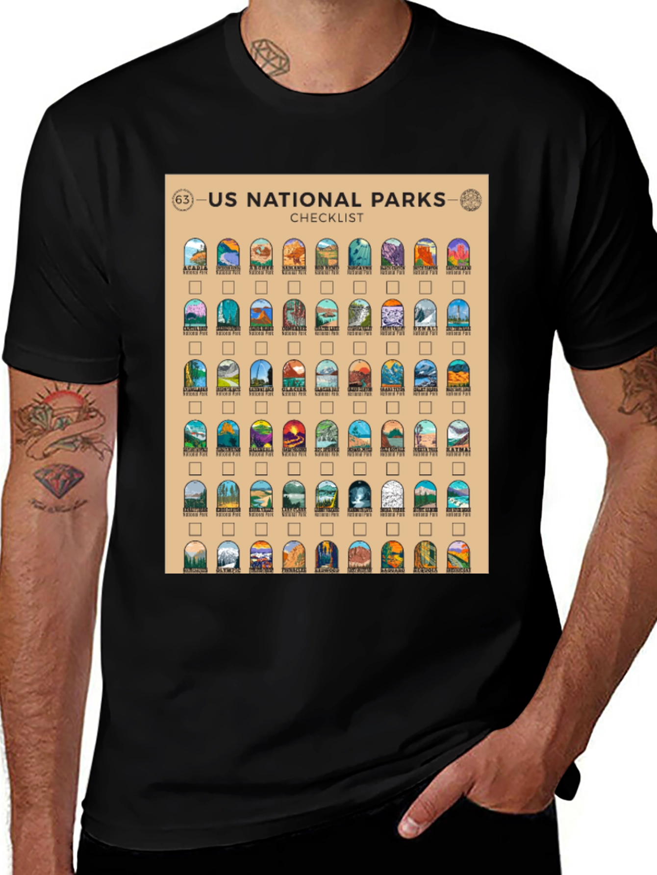 US National Parks Checklist T-Shirt