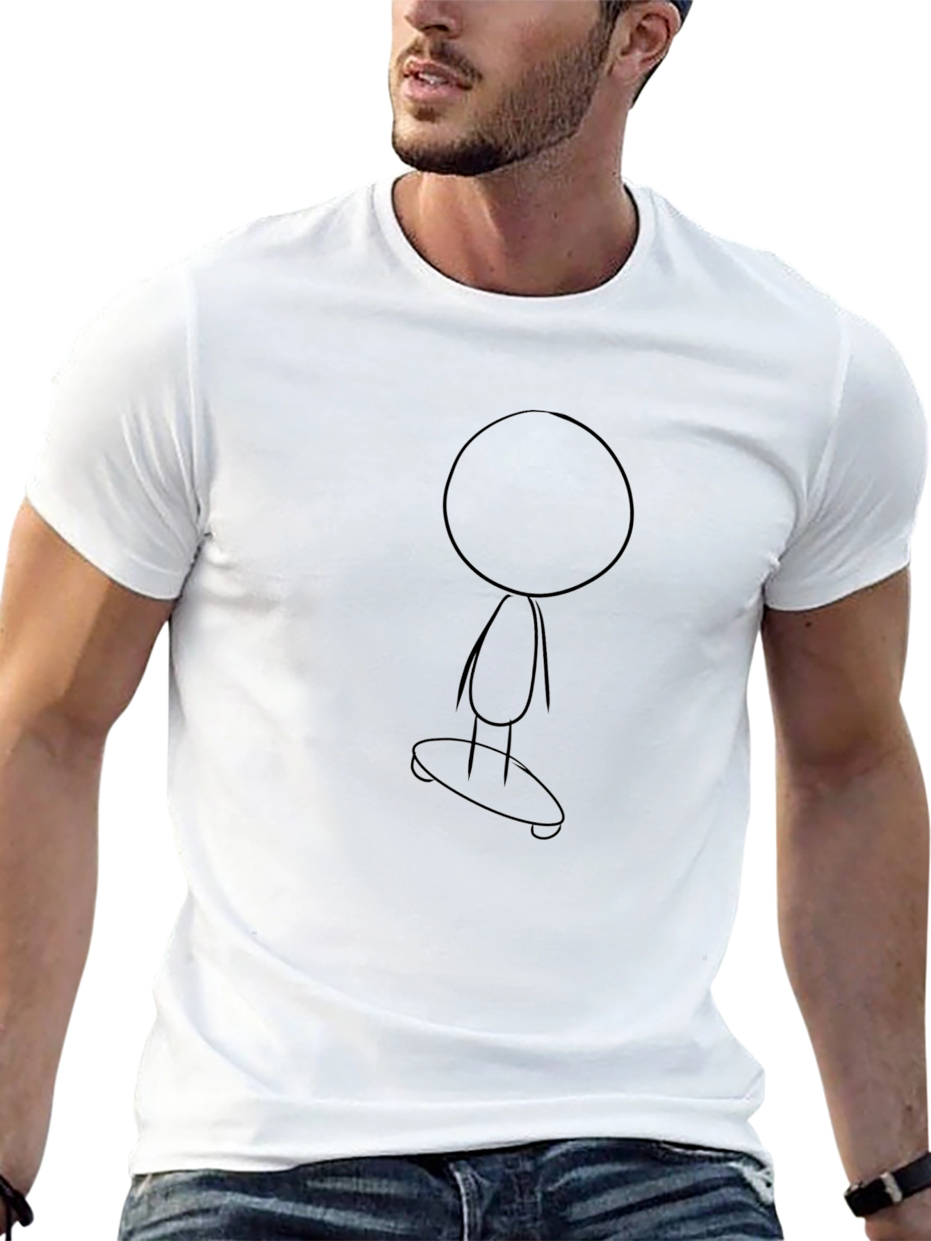 Skateboarding Stick Figure Black Tee