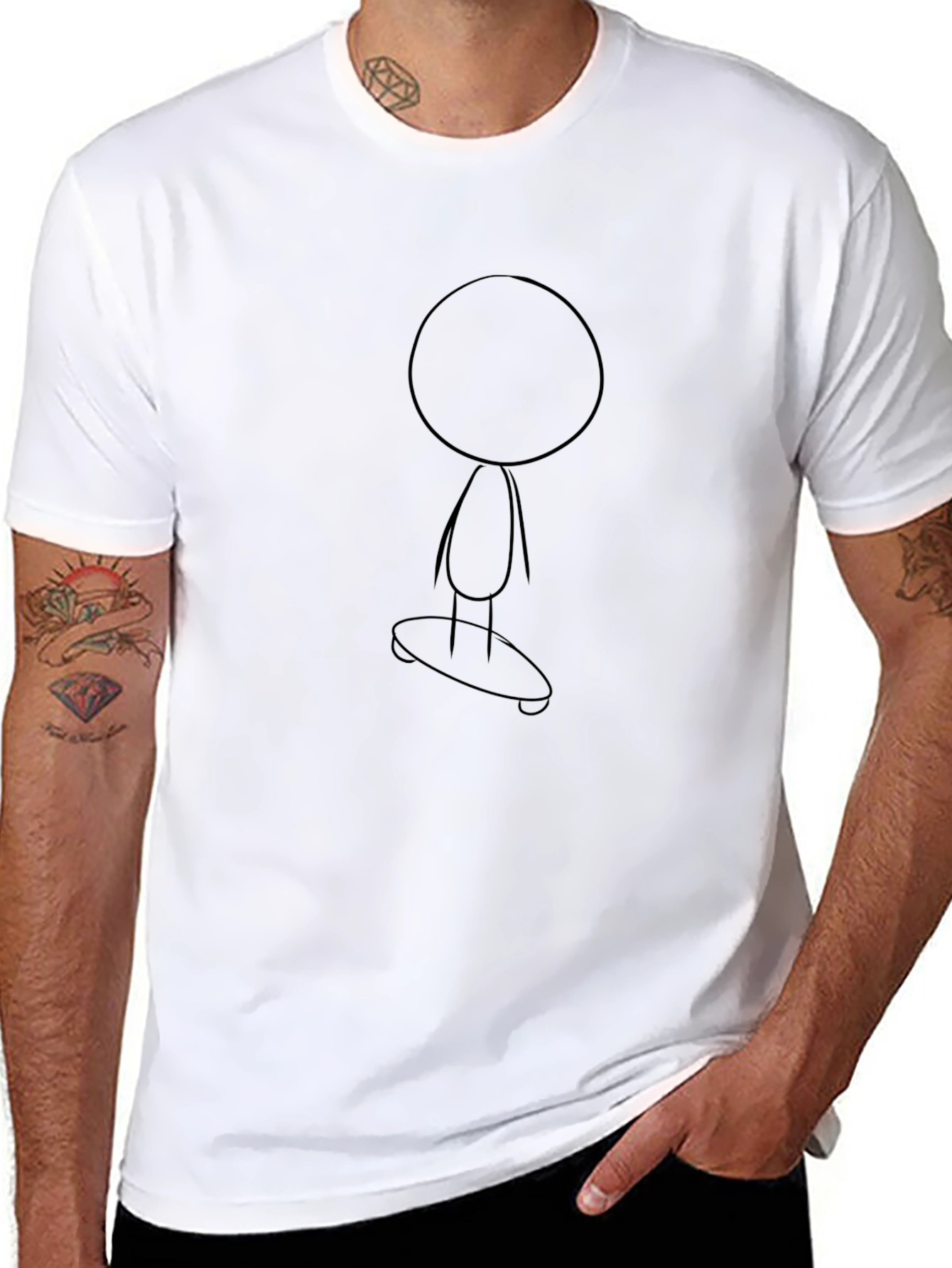 Skateboarding Stick Figure Black Tee