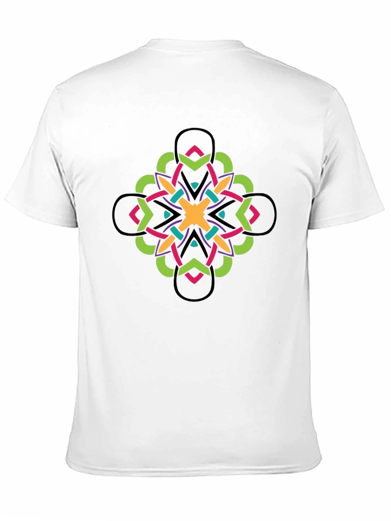 Geometric Kaleidoscope Graphic Tee - Black Cotton Blend