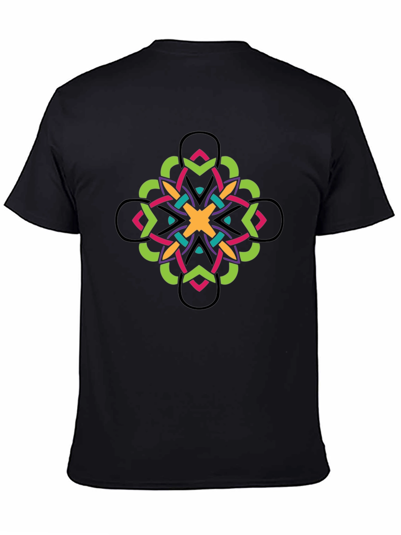 Geometric Kaleidoscope Graphic Tee - Black Cotton Blend