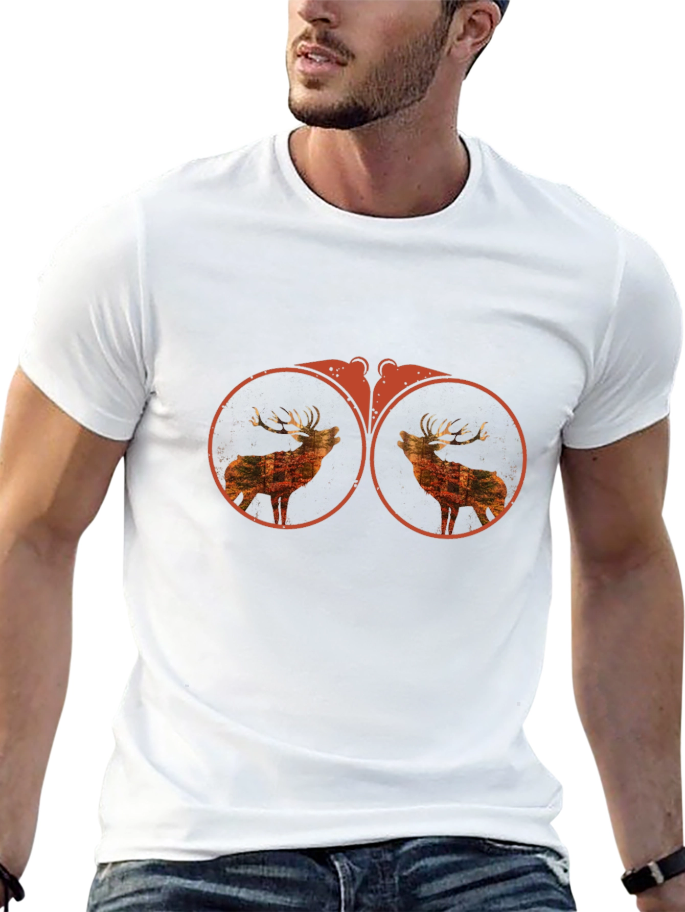 Binocular Deer Graphic Tee - Black Cotton T-Shirt