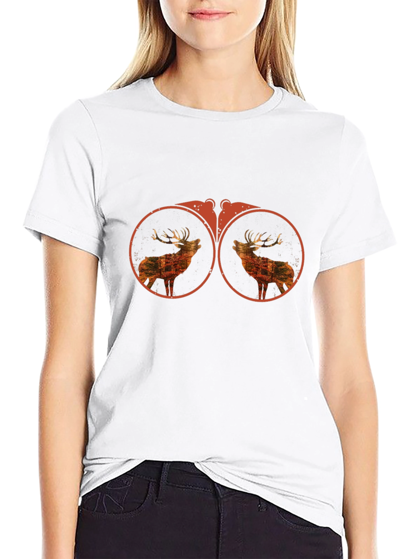 Binocular Deer Graphic Tee - Black Cotton T-Shirt