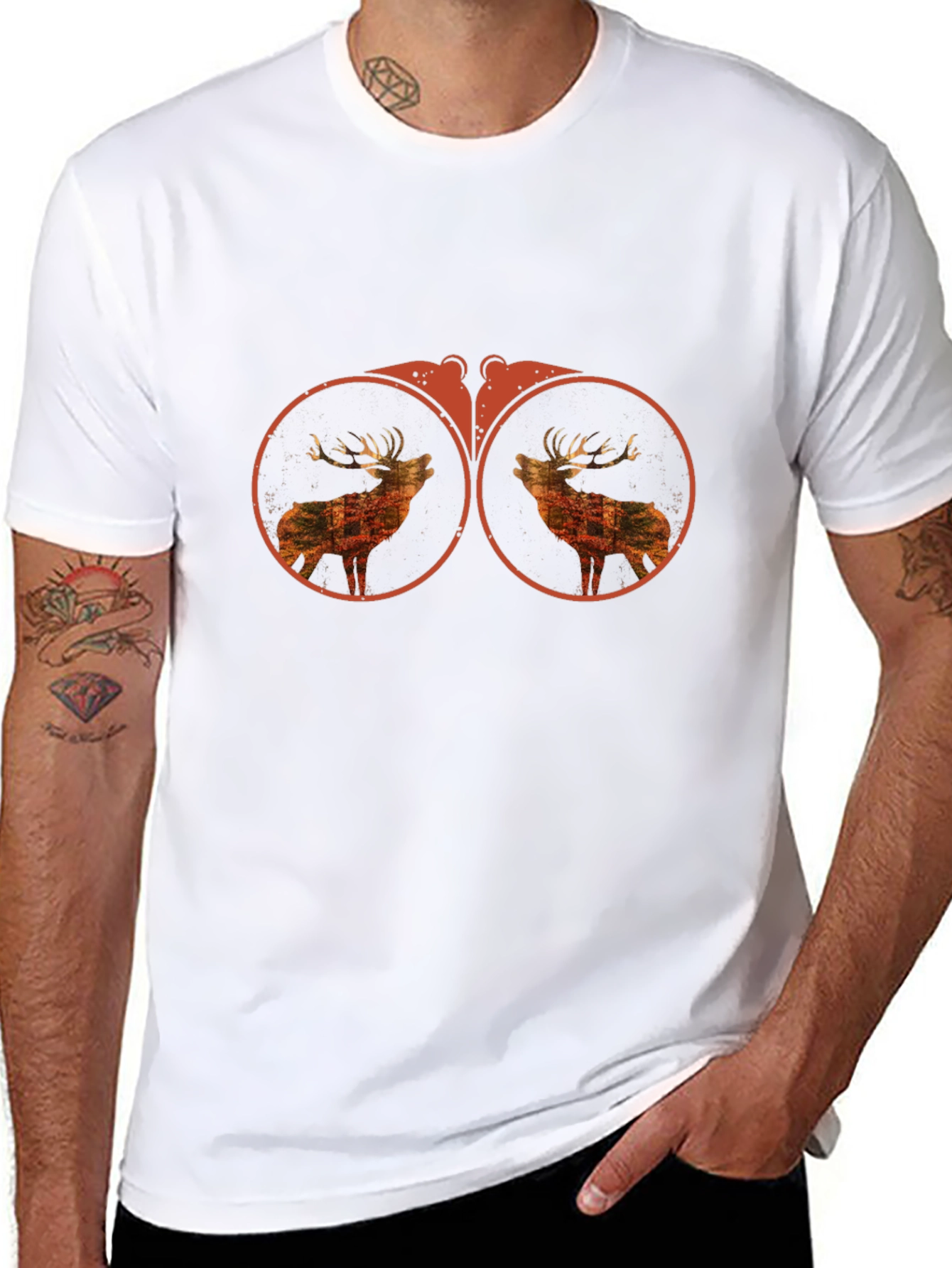 Binocular Deer Graphic Tee - Black Cotton T-Shirt