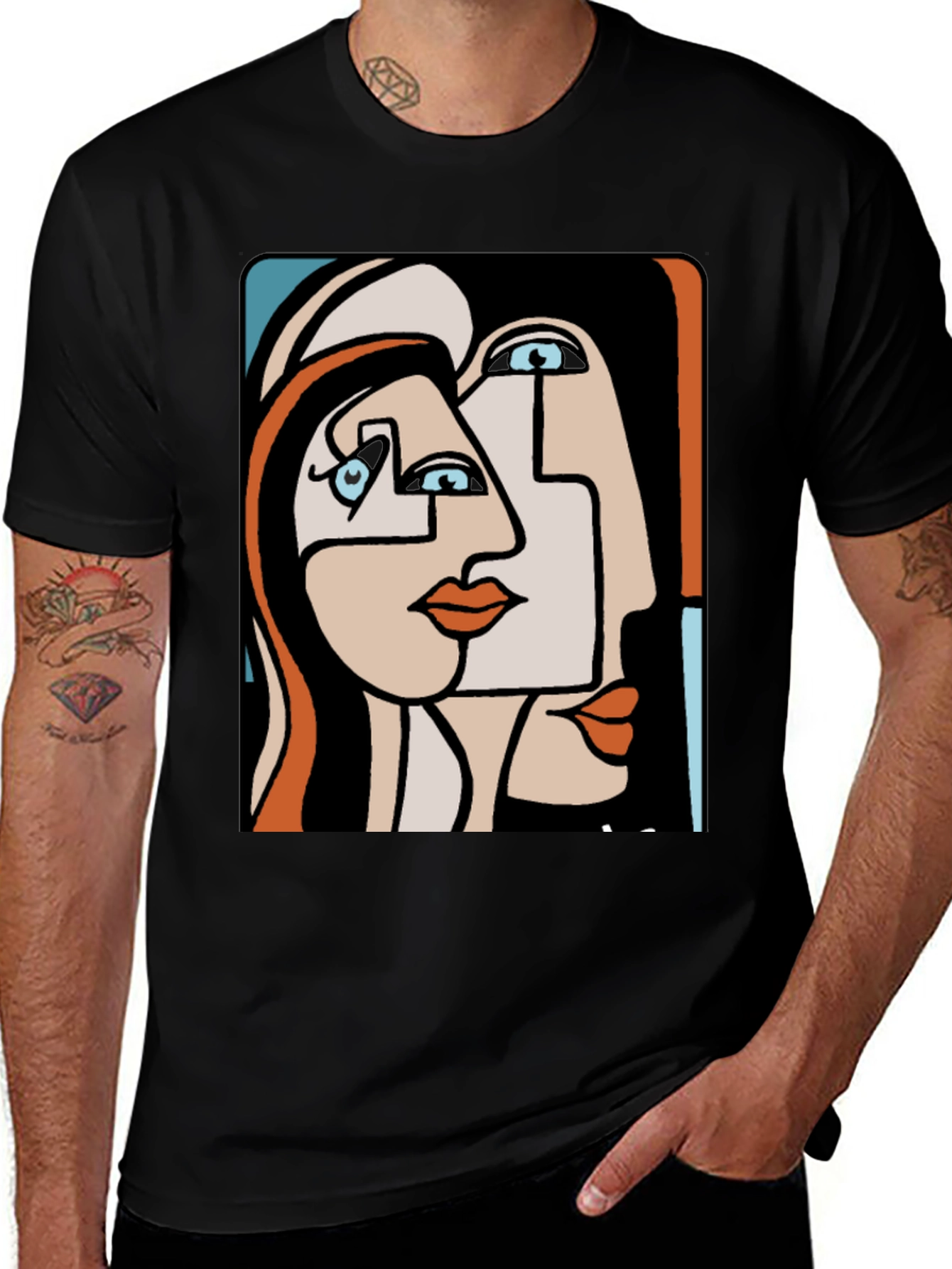 Abstract Art Graphic Tee - Black Unisex Shirt