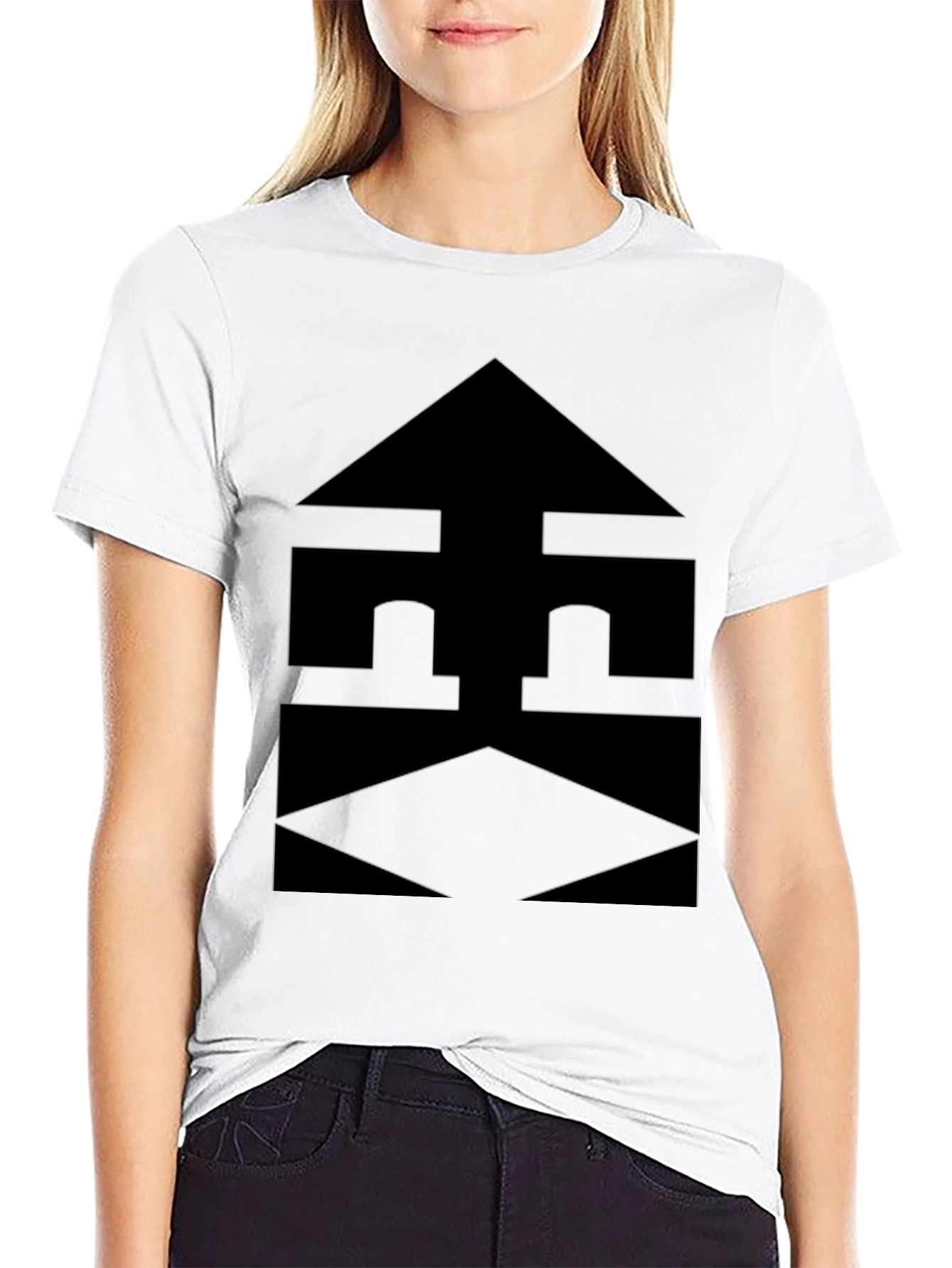 Modern Black Graphic Tee - Geometric Design