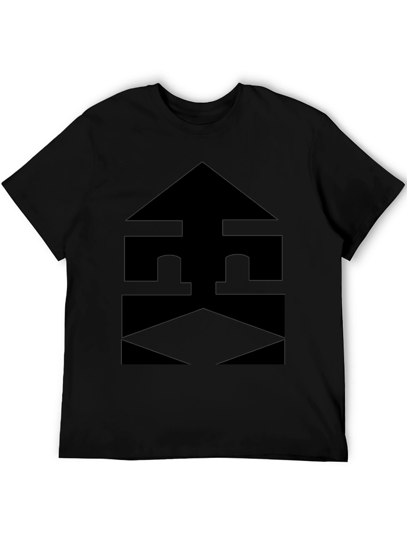 Modern Black Graphic Tee - Geometric Design