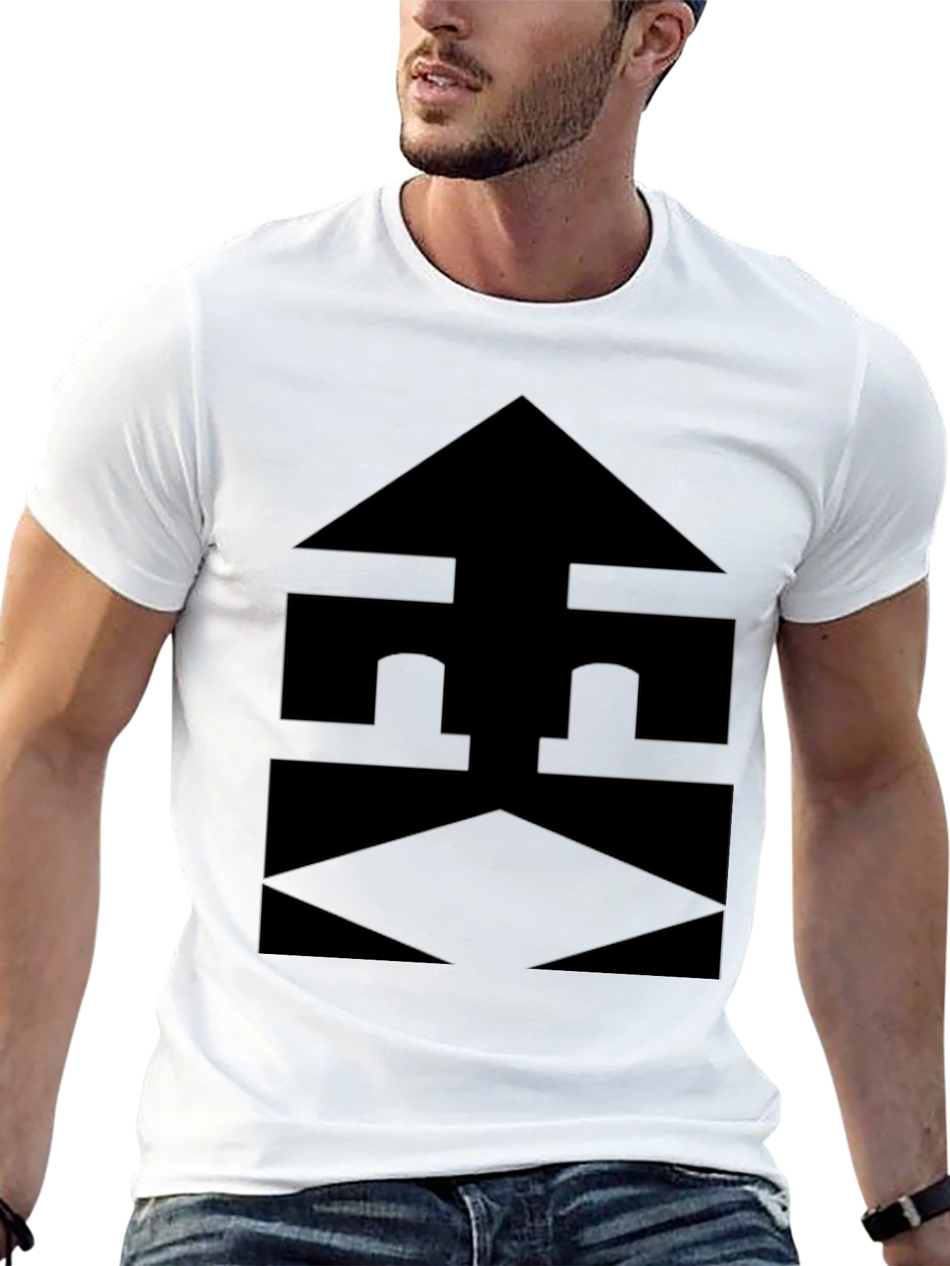 Modern Black Graphic Tee - Geometric Design