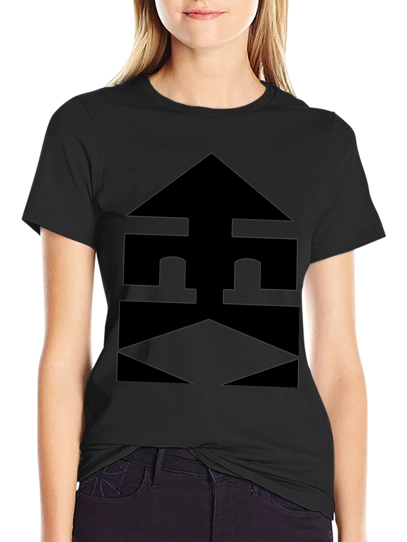 Modern Black Graphic Tee - Geometric Design