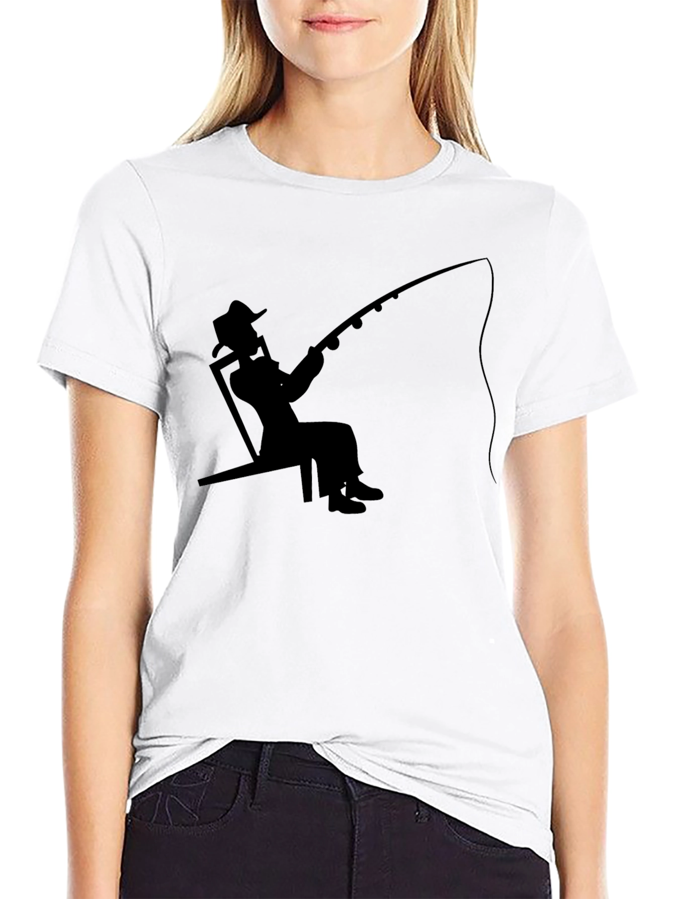 Fisherman Silhouette Graphic Tee - Relaxed Style