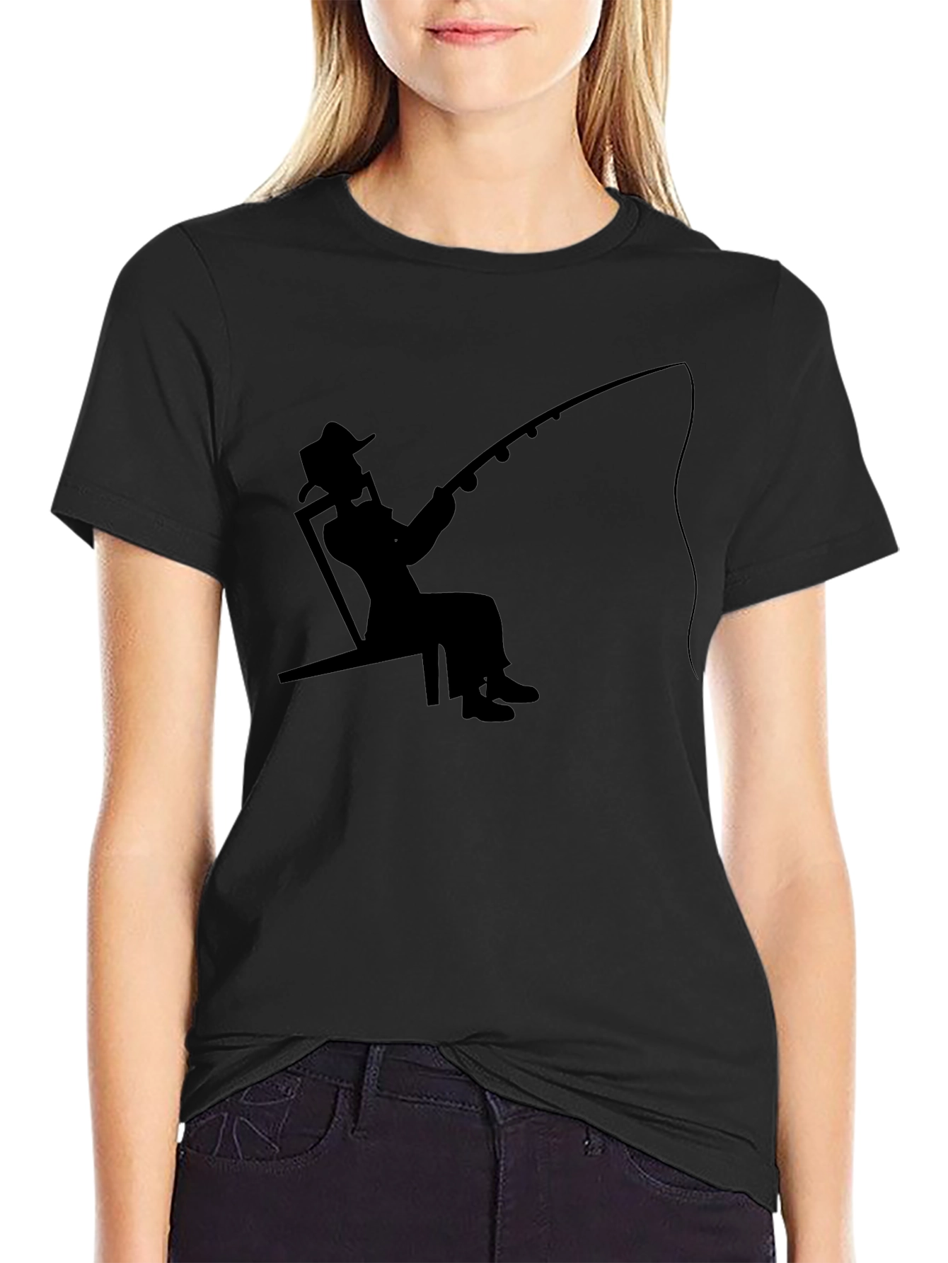 Fisherman Silhouette Graphic Tee - Relaxed Style