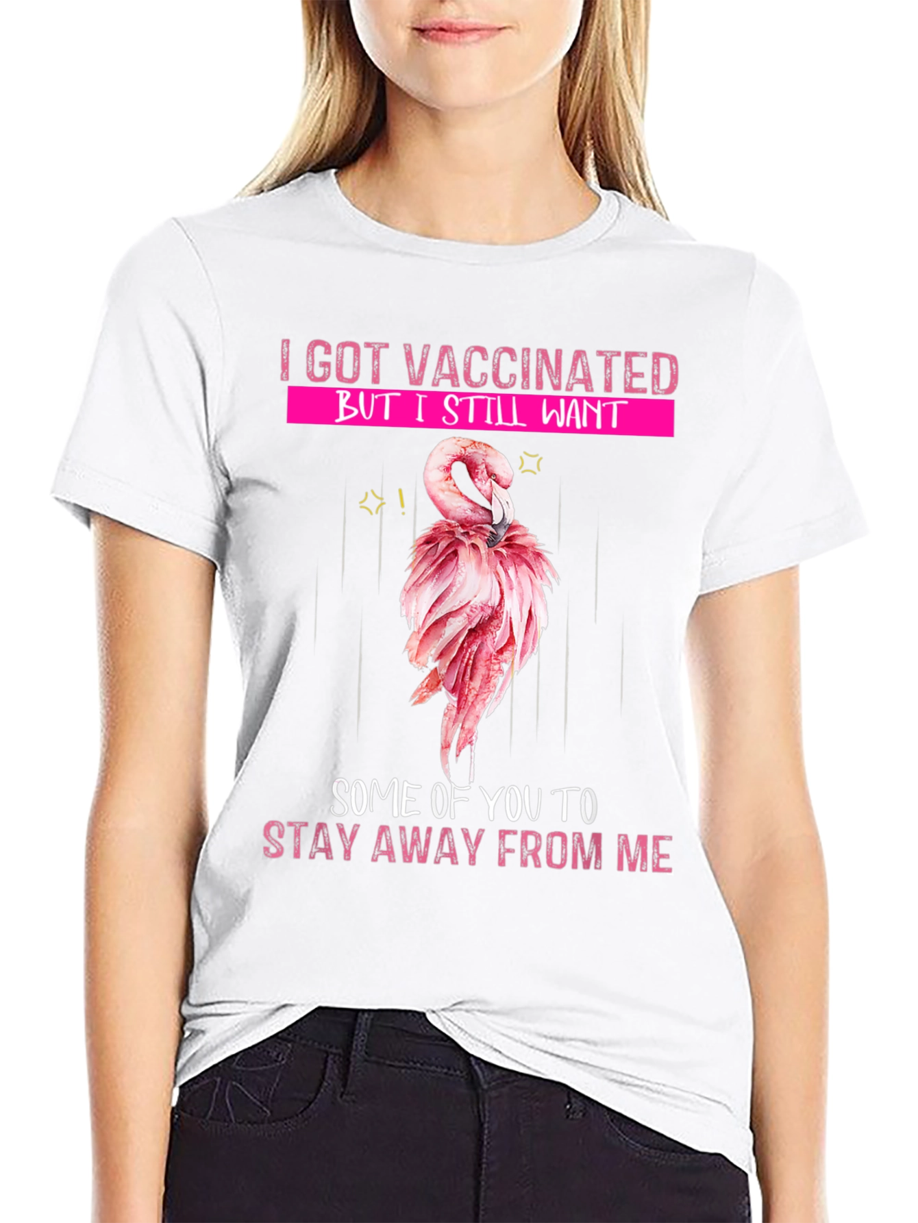 Vaccinated Flamingo Graphic T-Shirt
