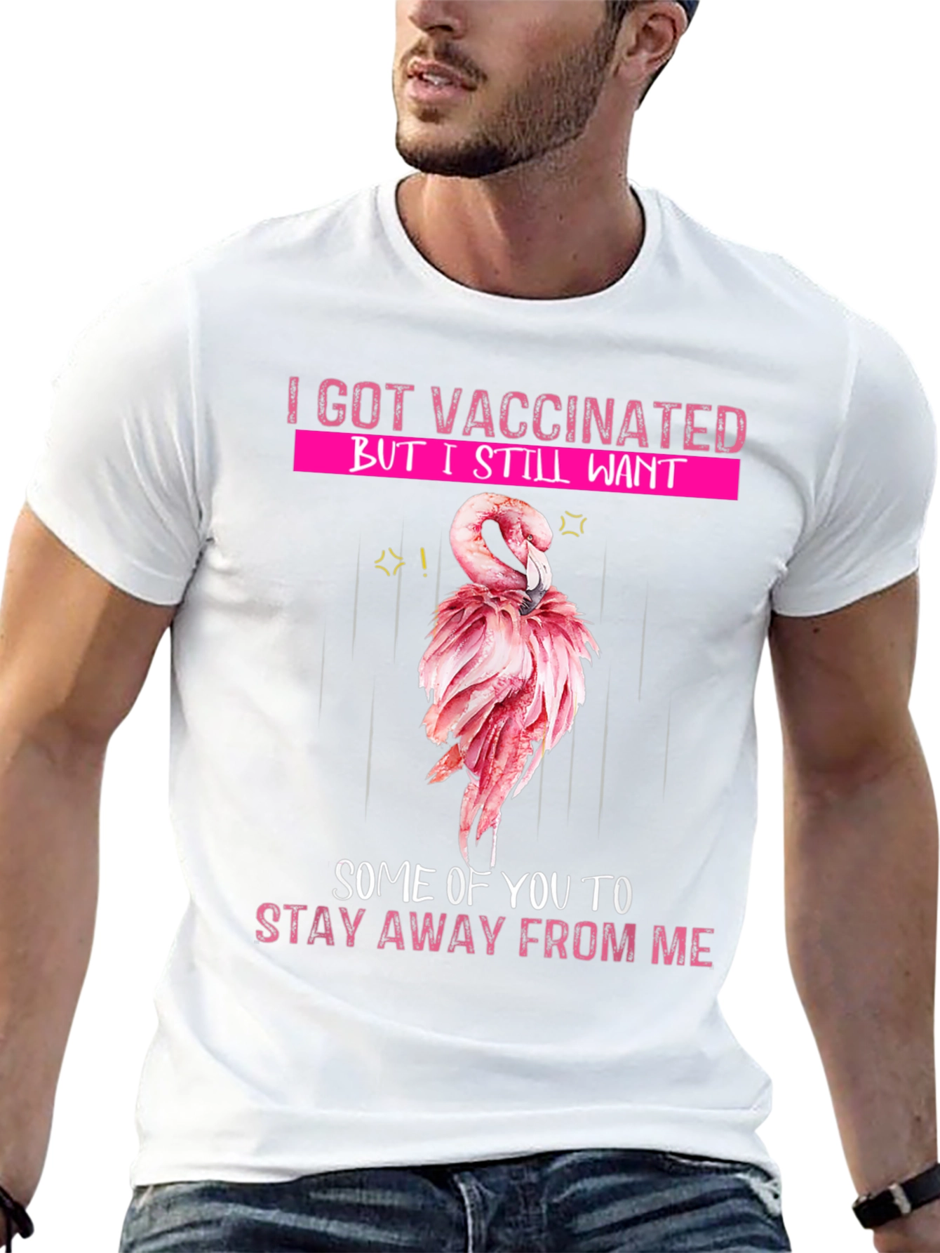 Vaccinated Flamingo Graphic T-Shirt