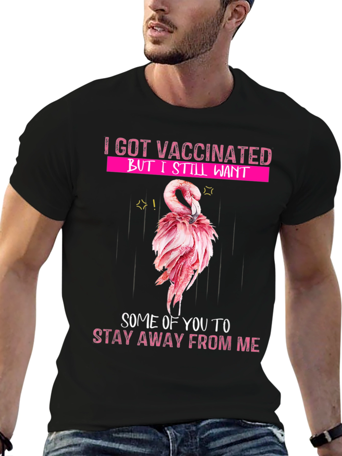 Vaccinated Flamingo Graphic T-Shirt