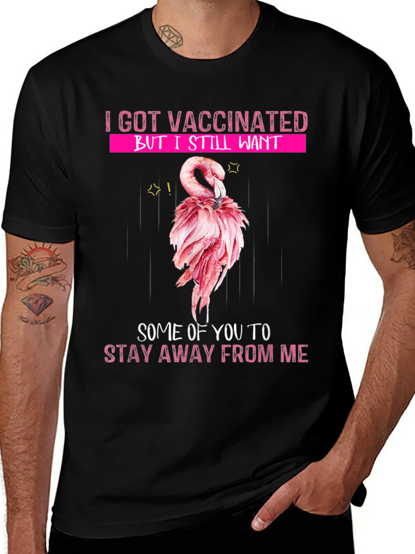 Vaccinated Flamingo Graphic T-Shirt