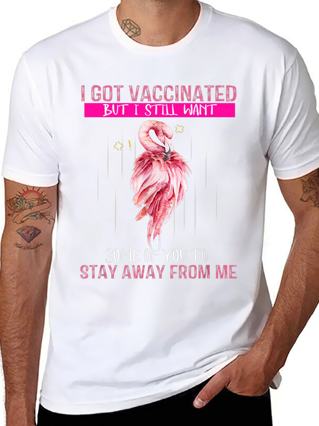 Vaccinated Flamingo Graphic T-Shirt
