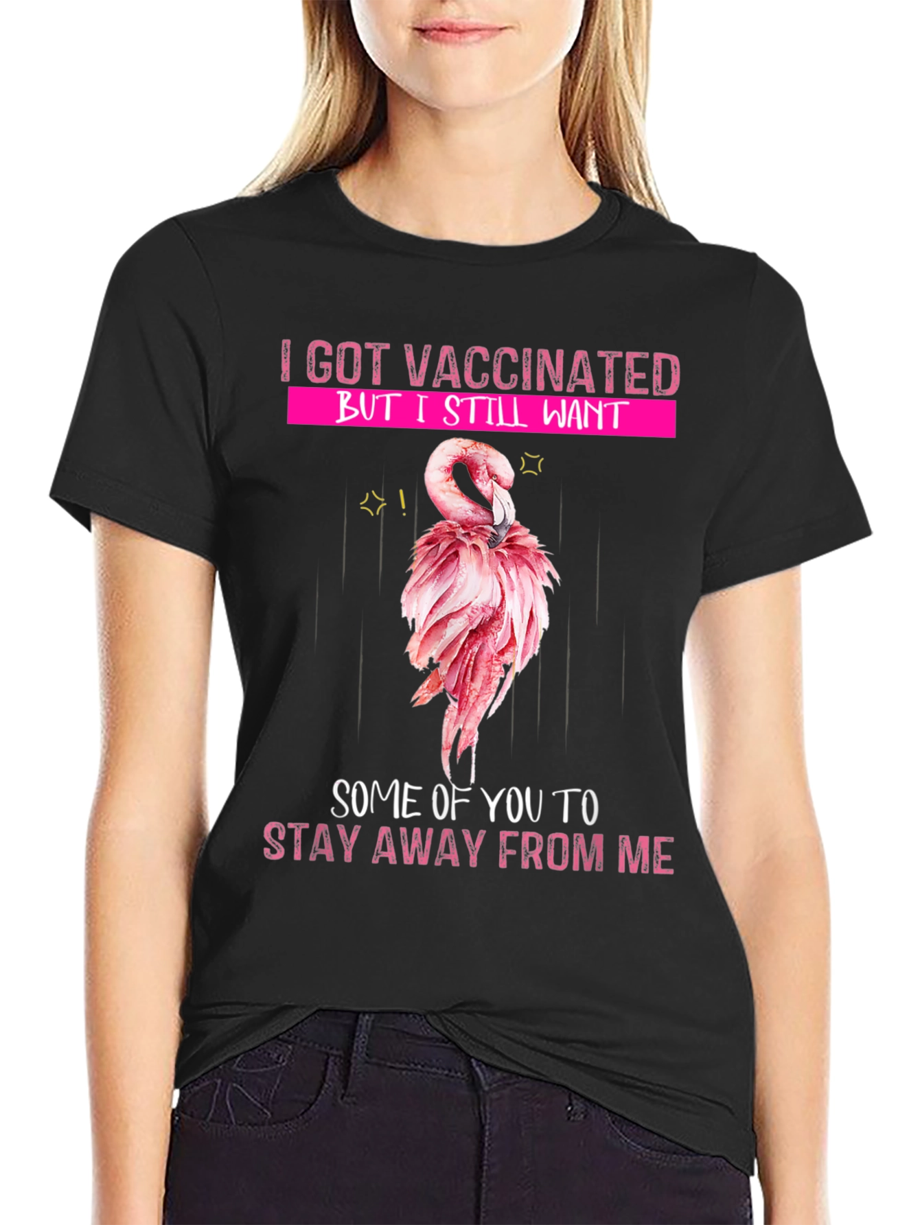 Vaccinated Flamingo Graphic T-Shirt