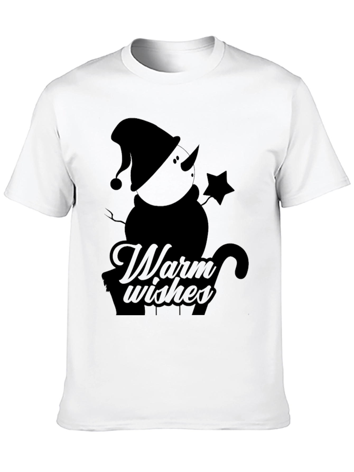 Warm Wishes Snowman Black T-Shirt