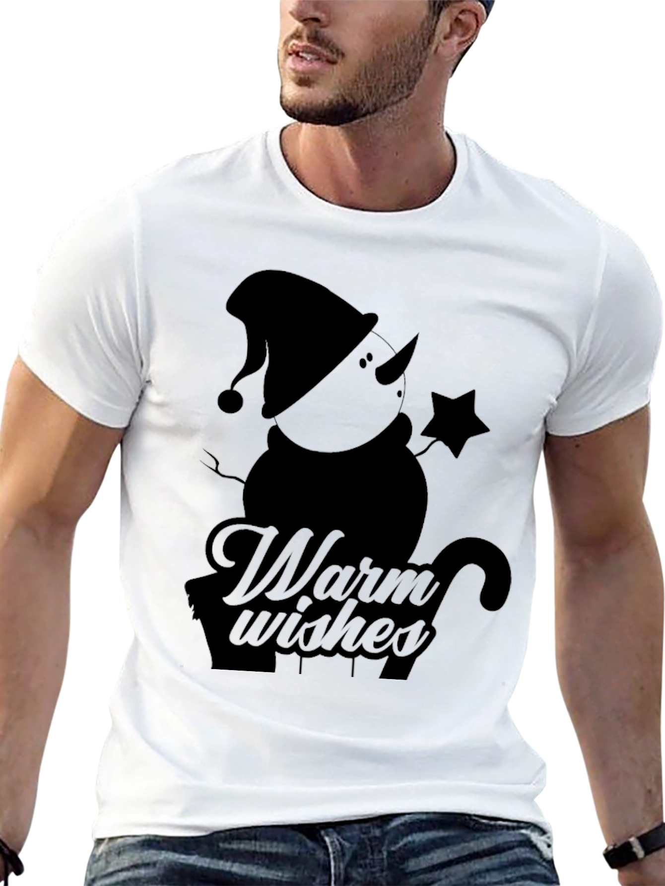 Warm Wishes Snowman Black T-Shirt