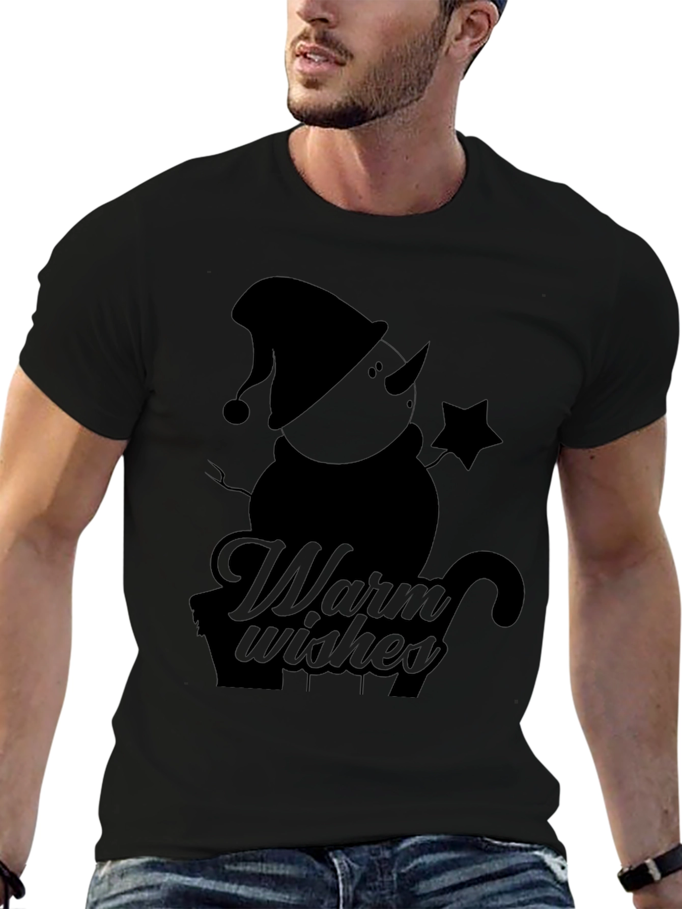 Warm Wishes Snowman Black T-Shirt