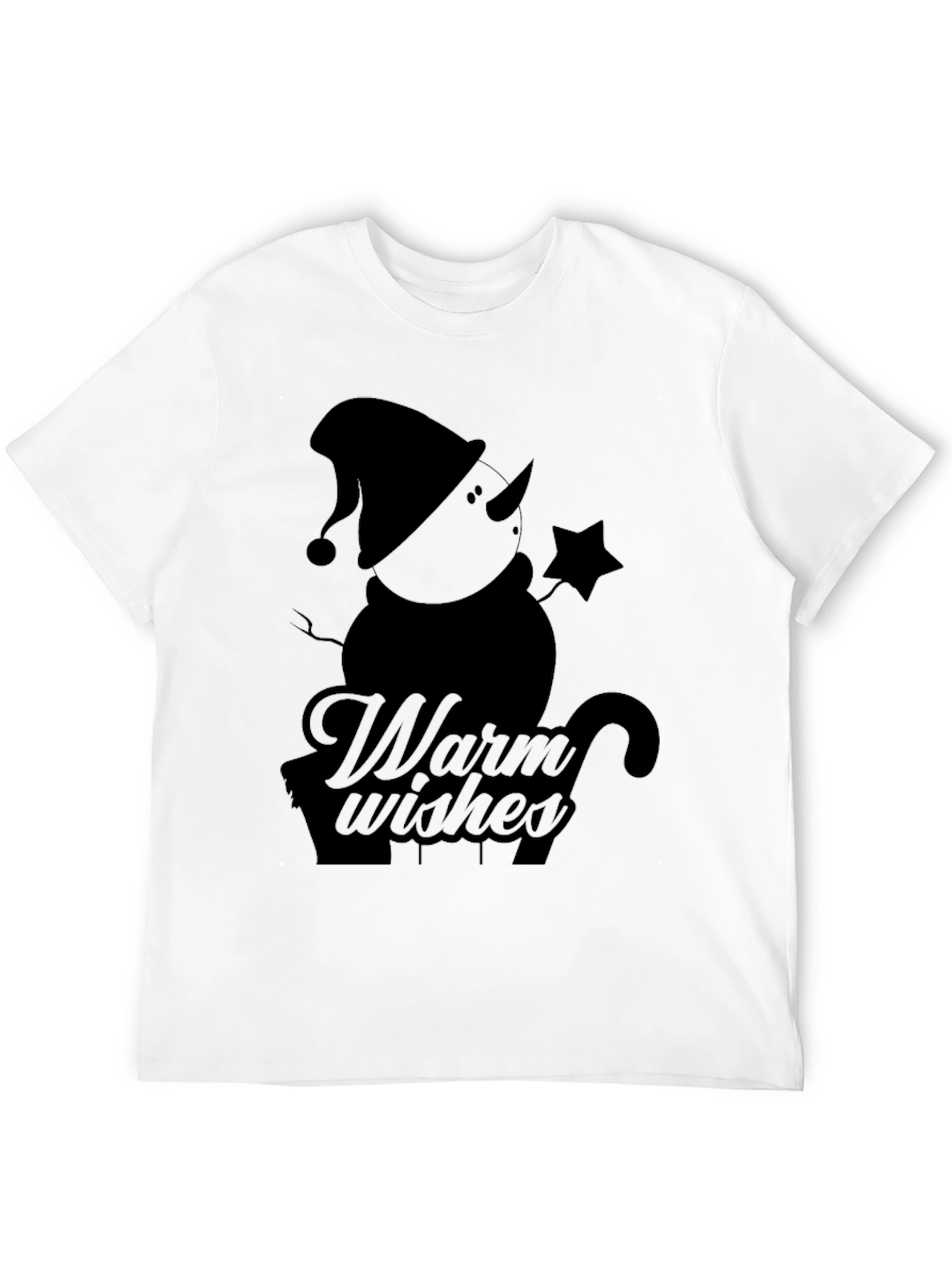 Warm Wishes Snowman Black T-Shirt