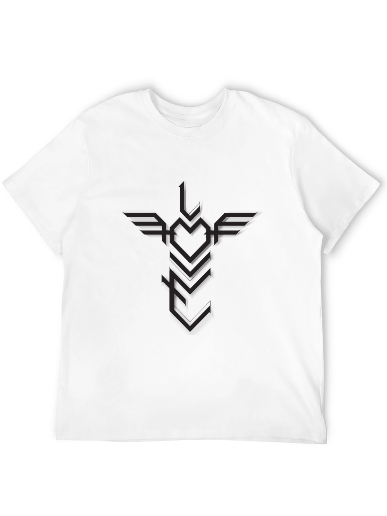 Mens Black Graphic Tee - Winged Heart Arrow Design