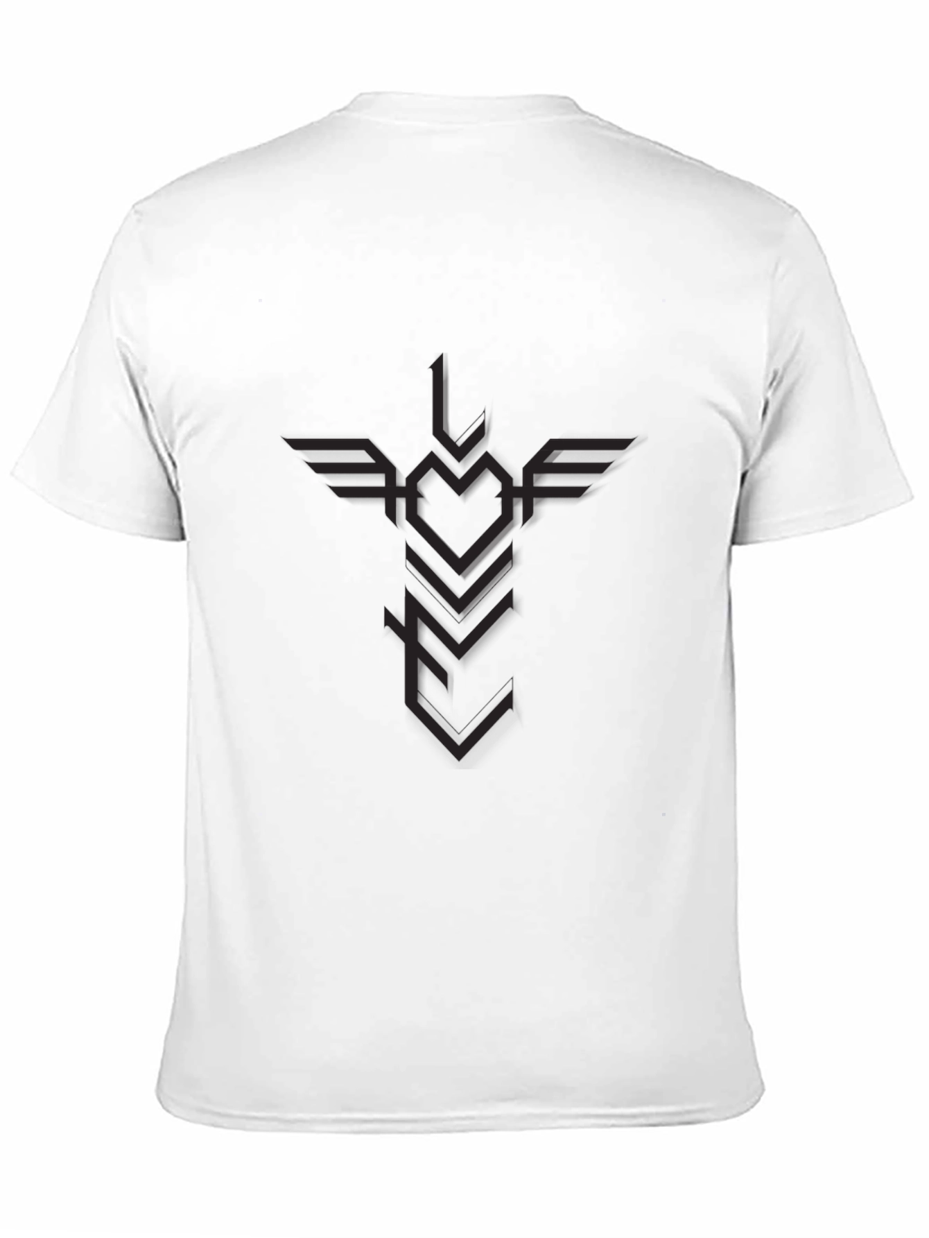 Mens Black Graphic Tee - Winged Heart Arrow Design