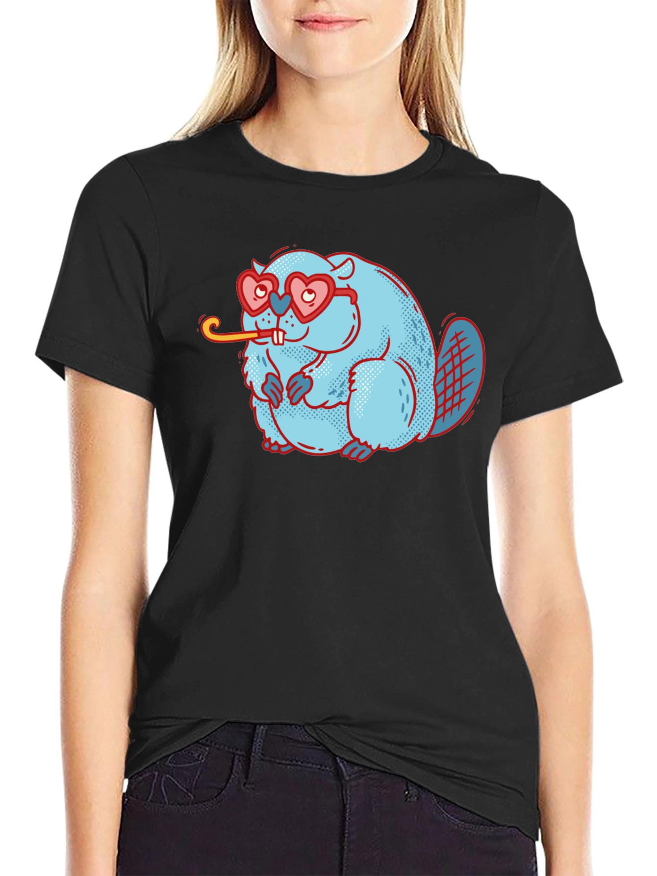 Cute Beaver with Heart Glasses T-Shirt