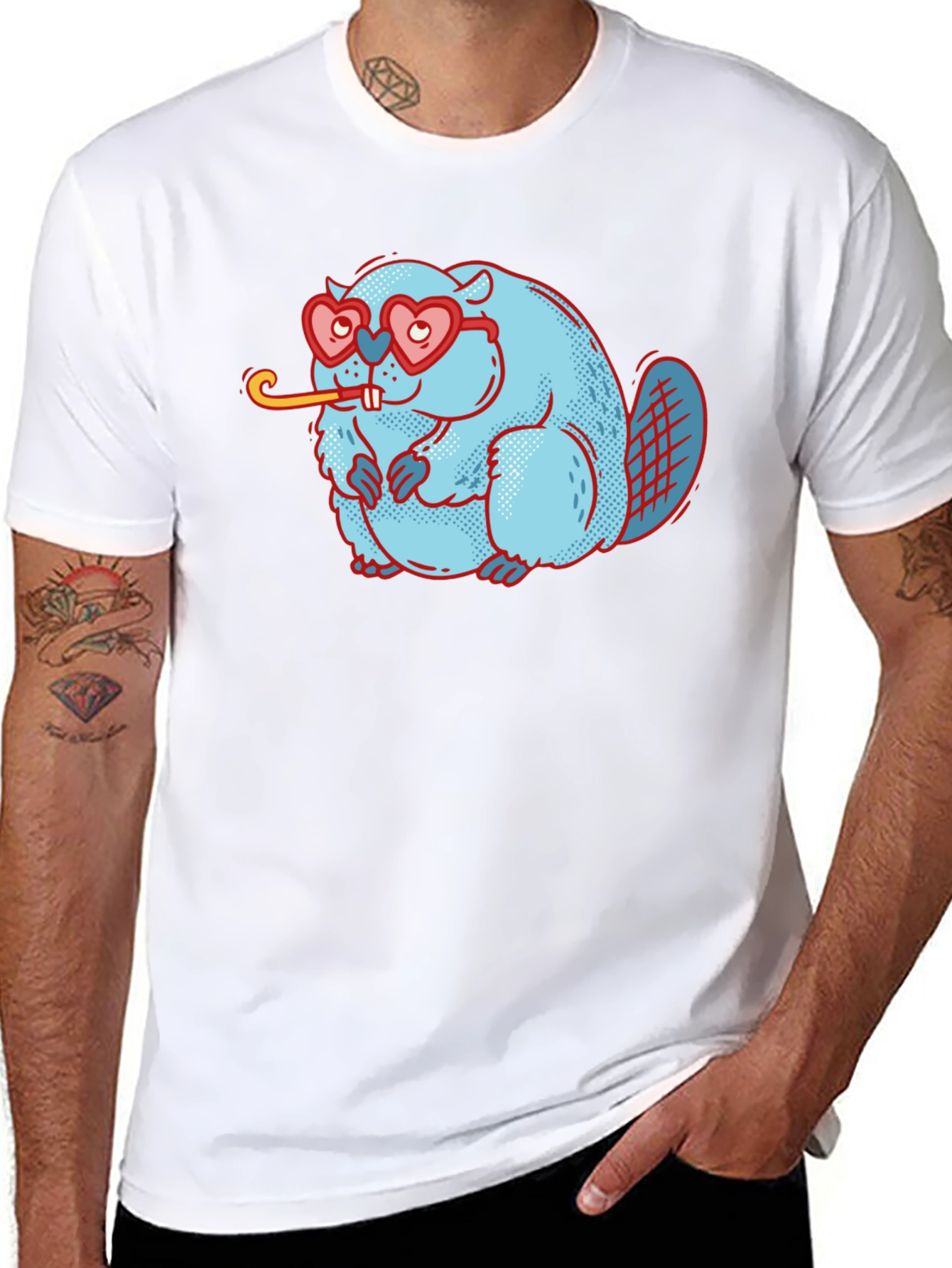Cute Beaver with Heart Glasses T-Shirt