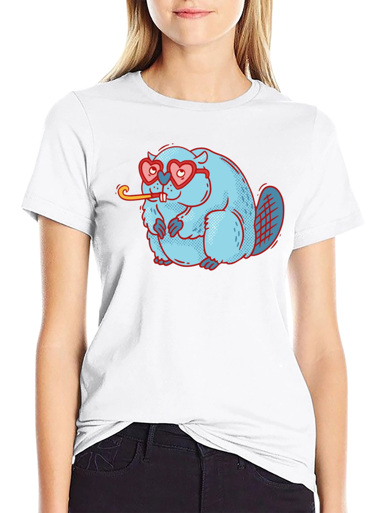 Cute Beaver with Heart Glasses T-Shirt