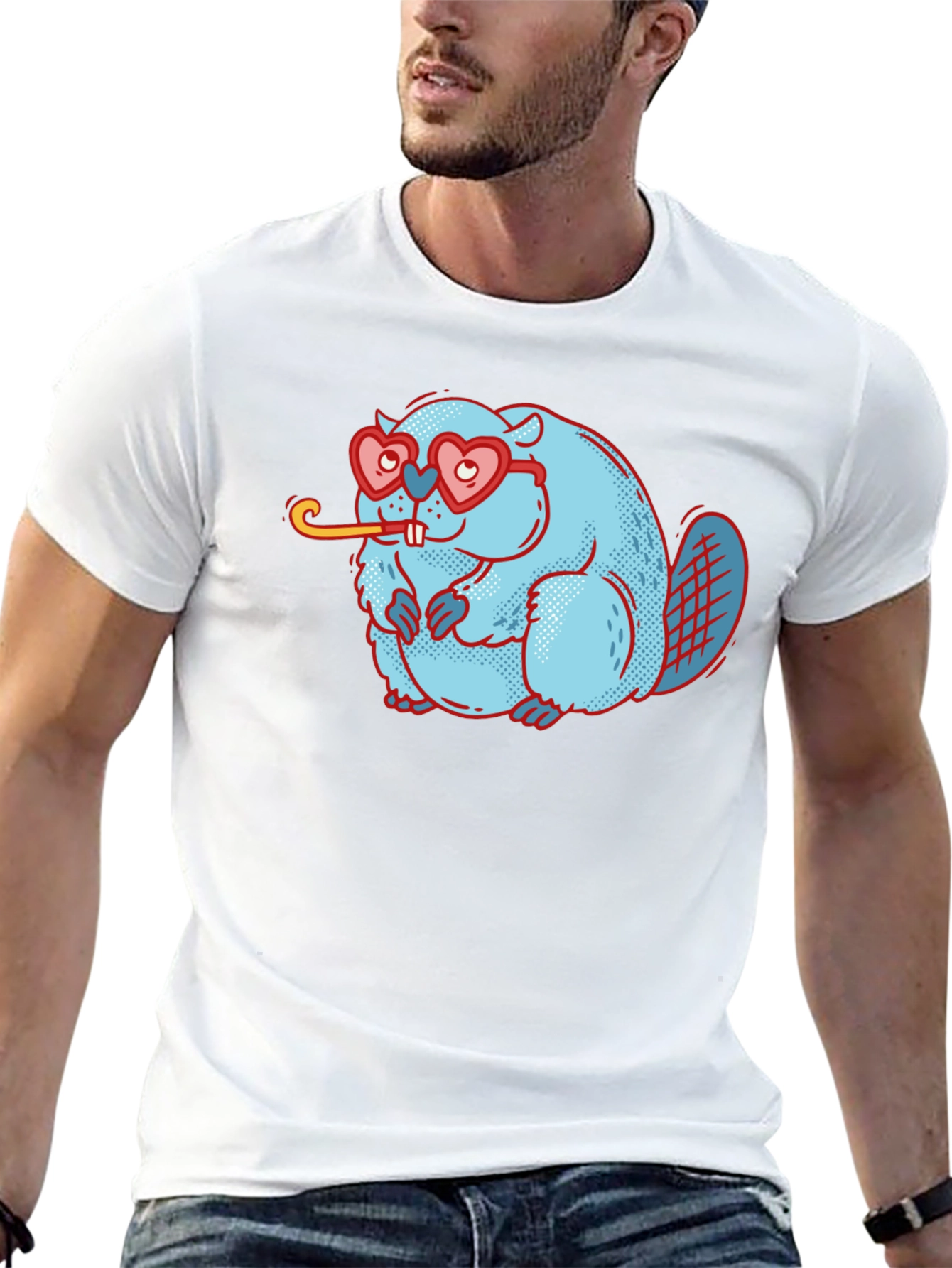 Cute Beaver with Heart Glasses T-Shirt