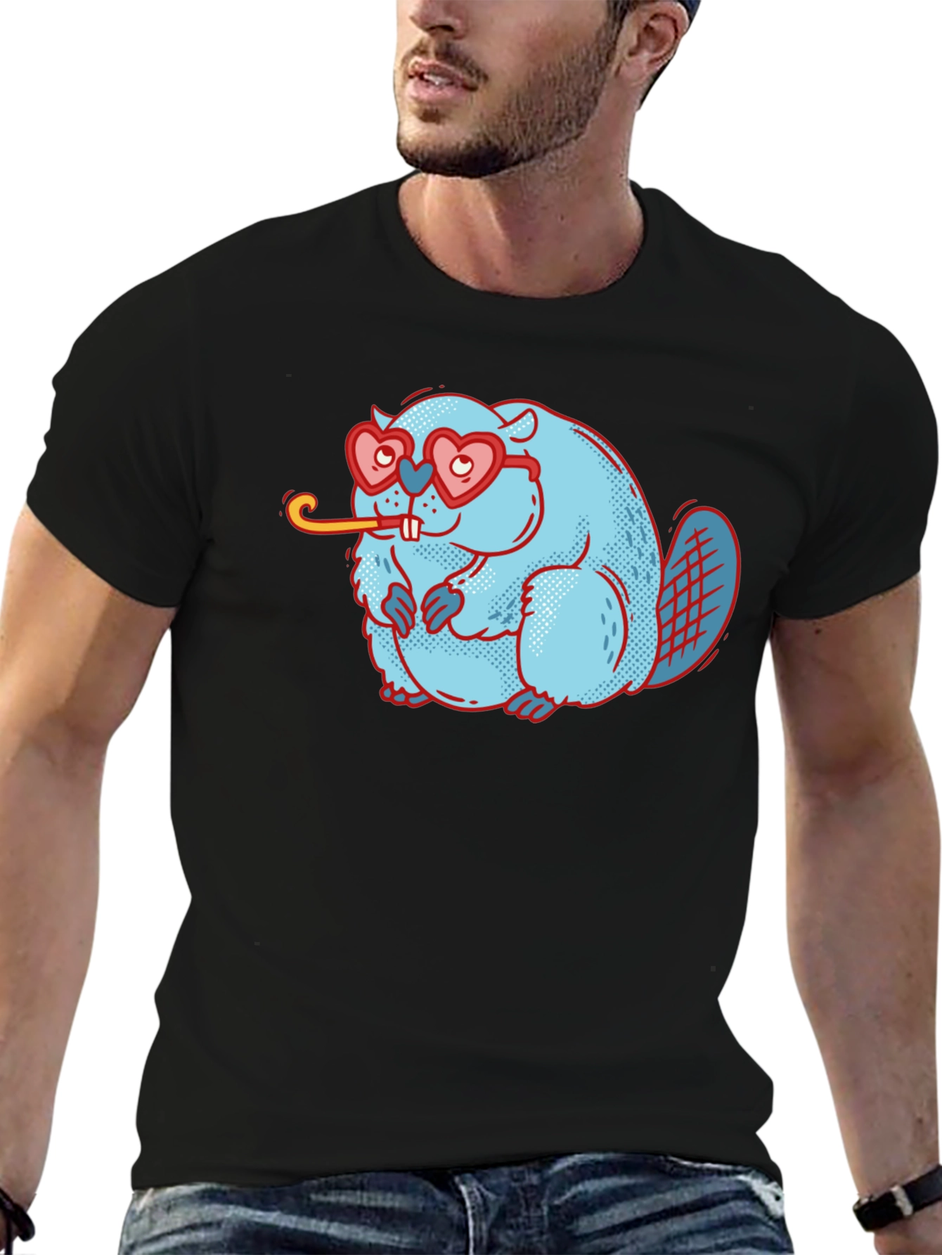 Cute Beaver with Heart Glasses T-Shirt