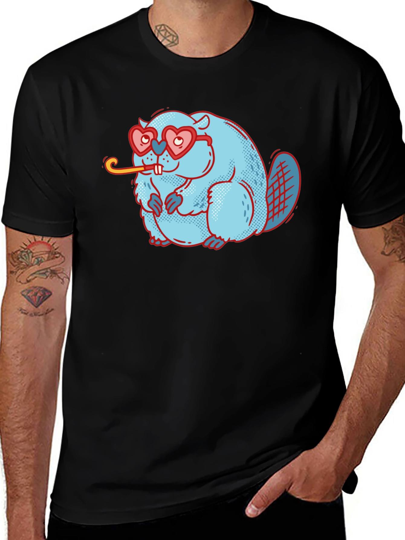 Cute Beaver with Heart Glasses T-Shirt