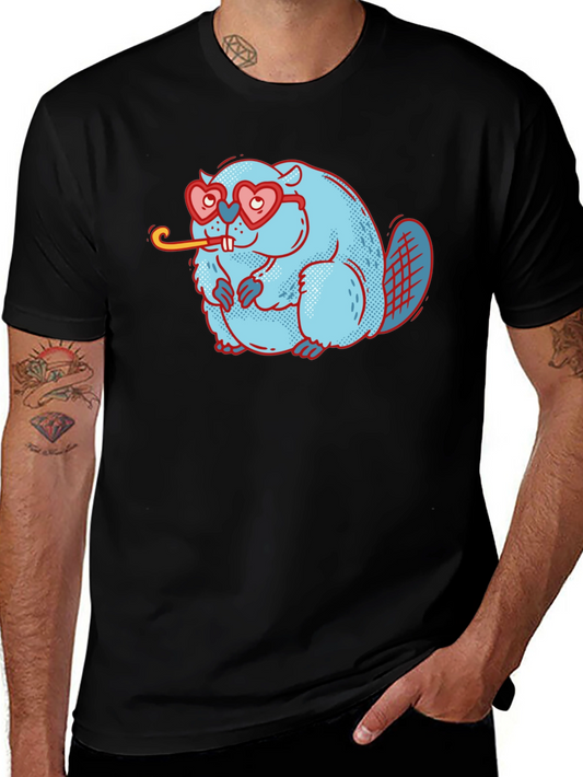 Cute Beaver with Heart Glasses T-Shirt
