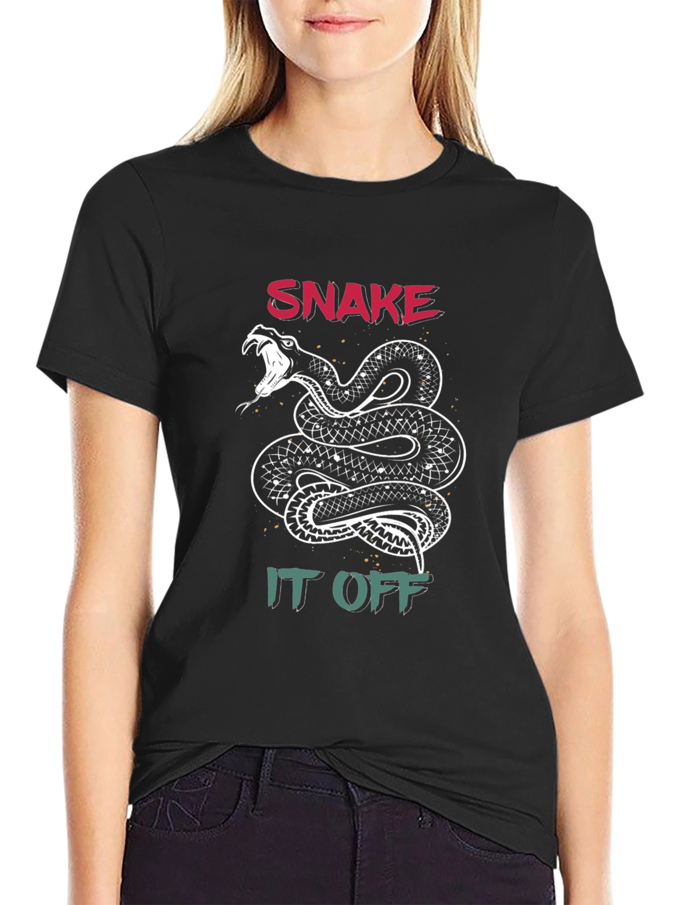 Snake It Off Graphic T-Shirt - Black Crew Neck