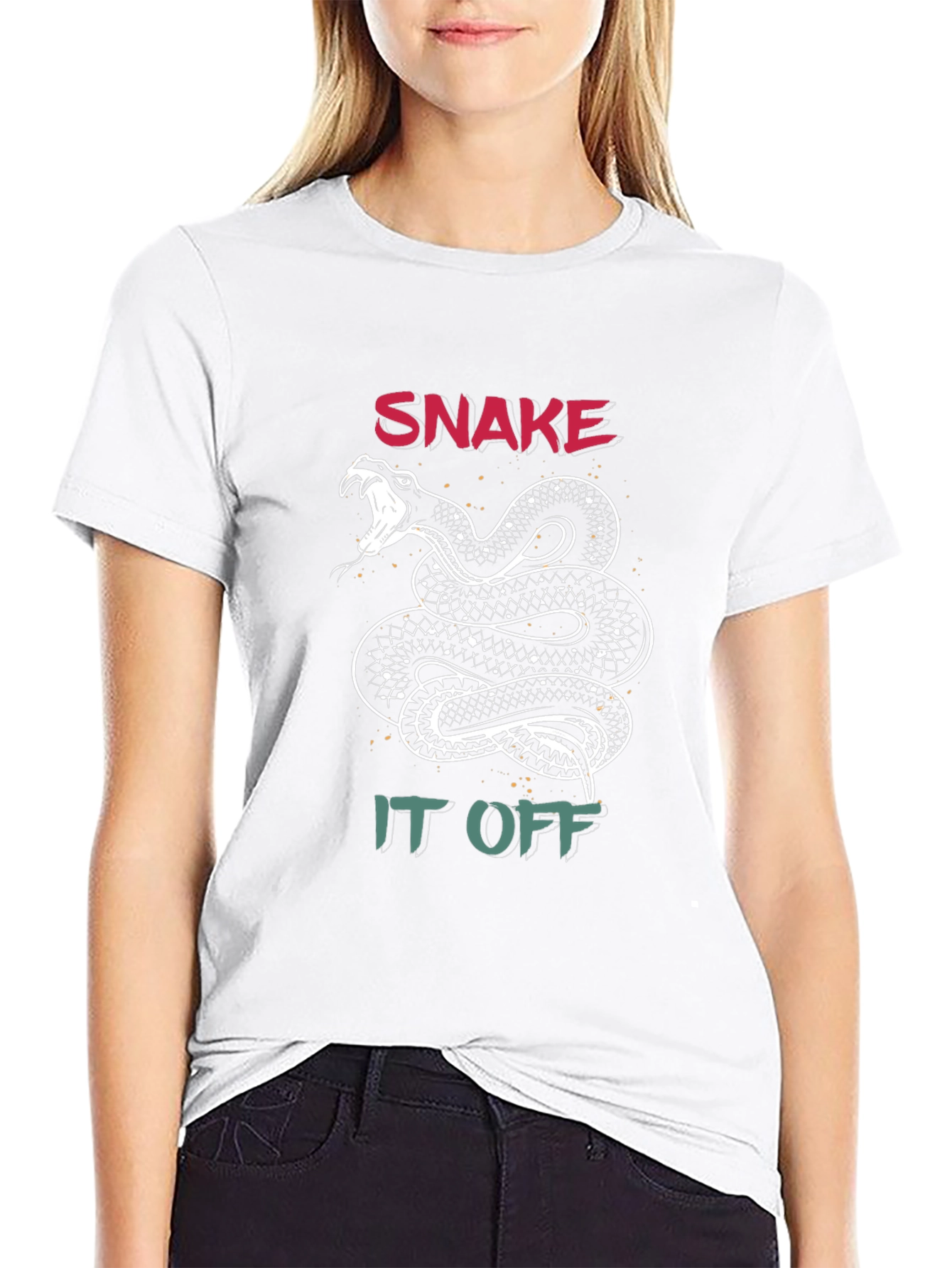 Snake It Off Graphic T-Shirt - Black Crew Neck