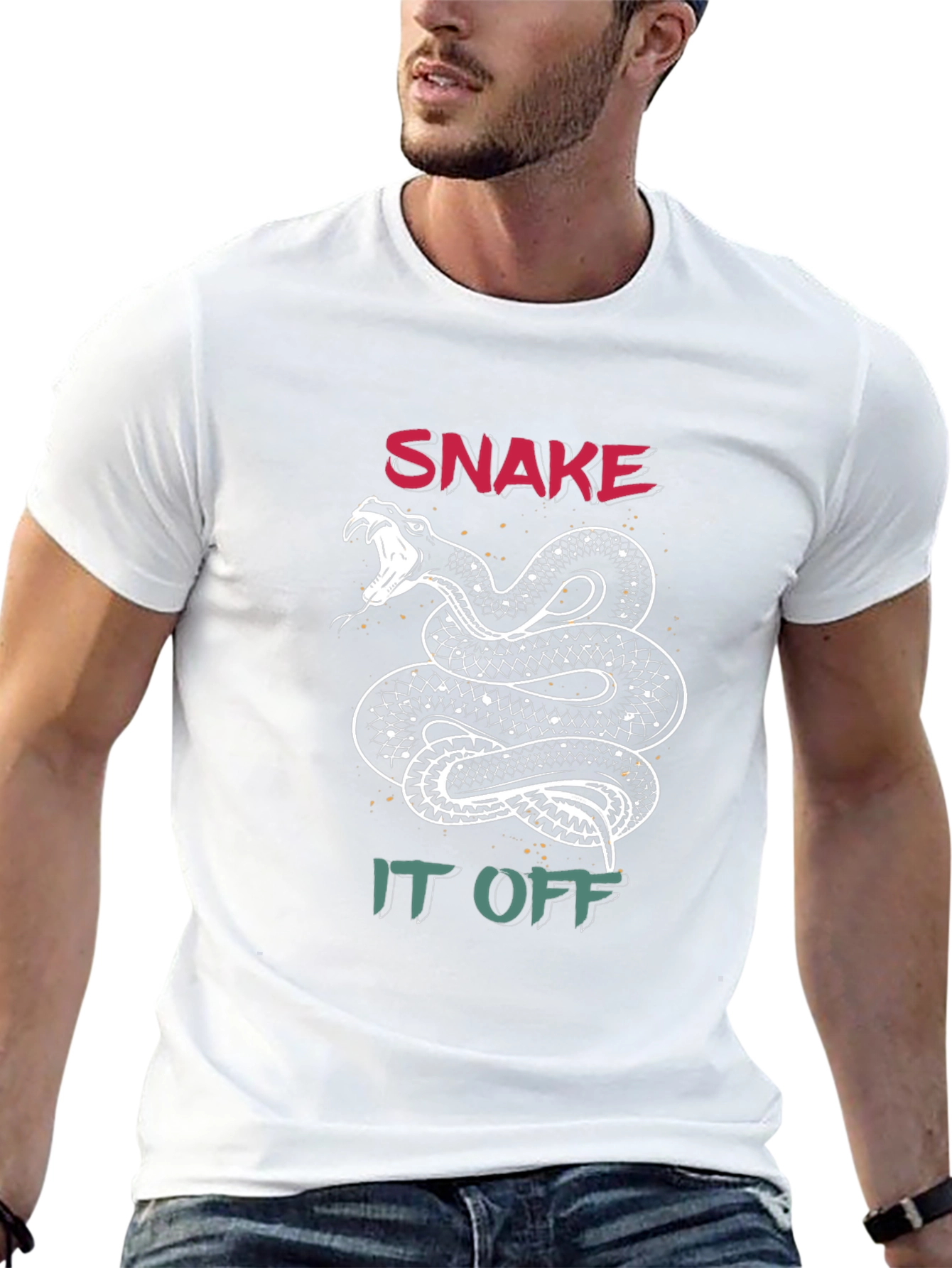 Snake It Off Graphic T-Shirt - Black Crew Neck