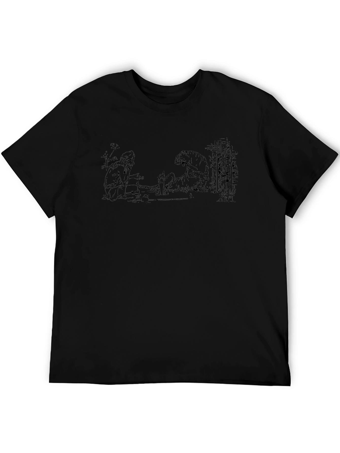 Mens Black T-Shirt with Illustration