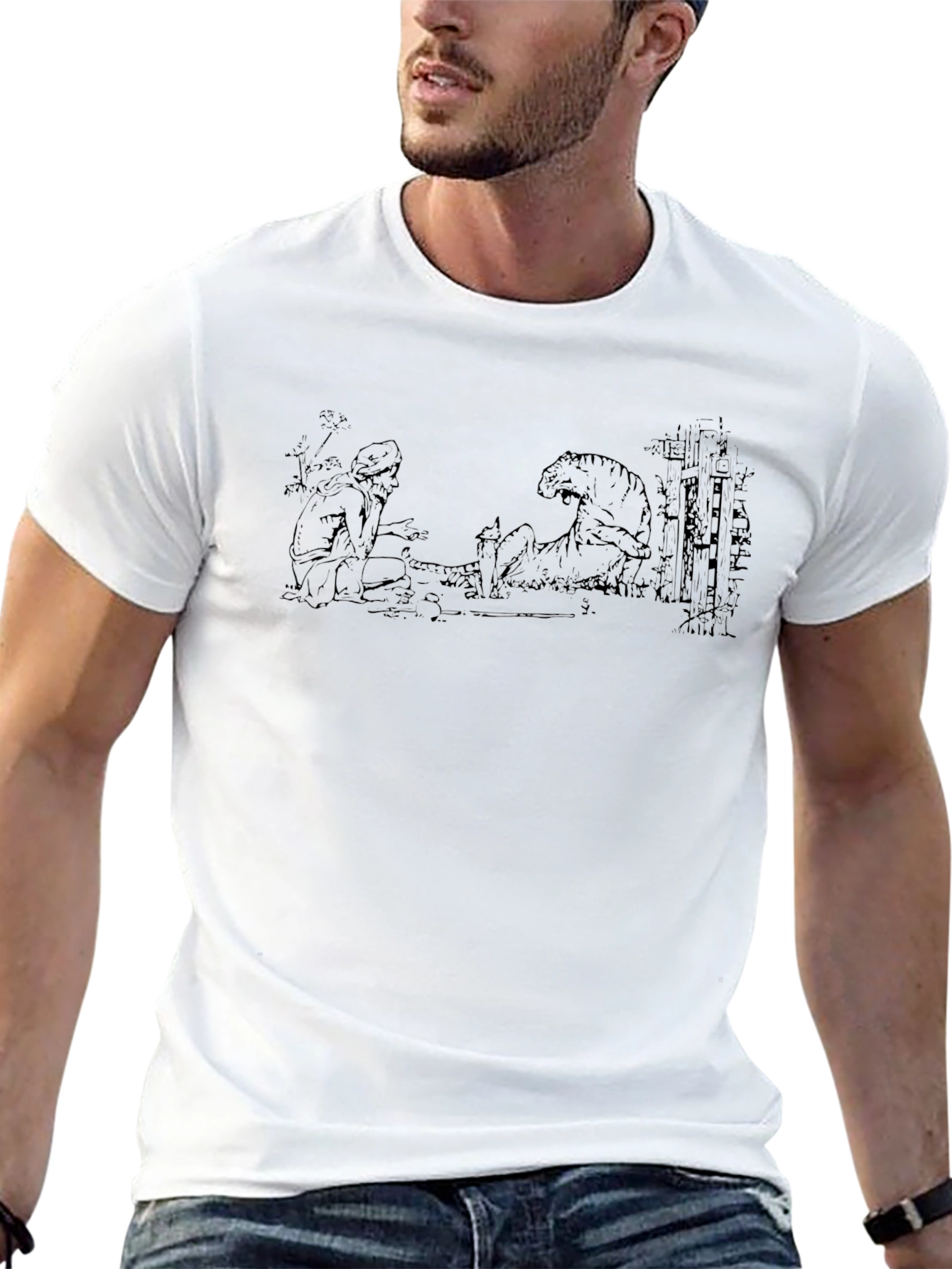 Mens Black T-Shirt with Illustration