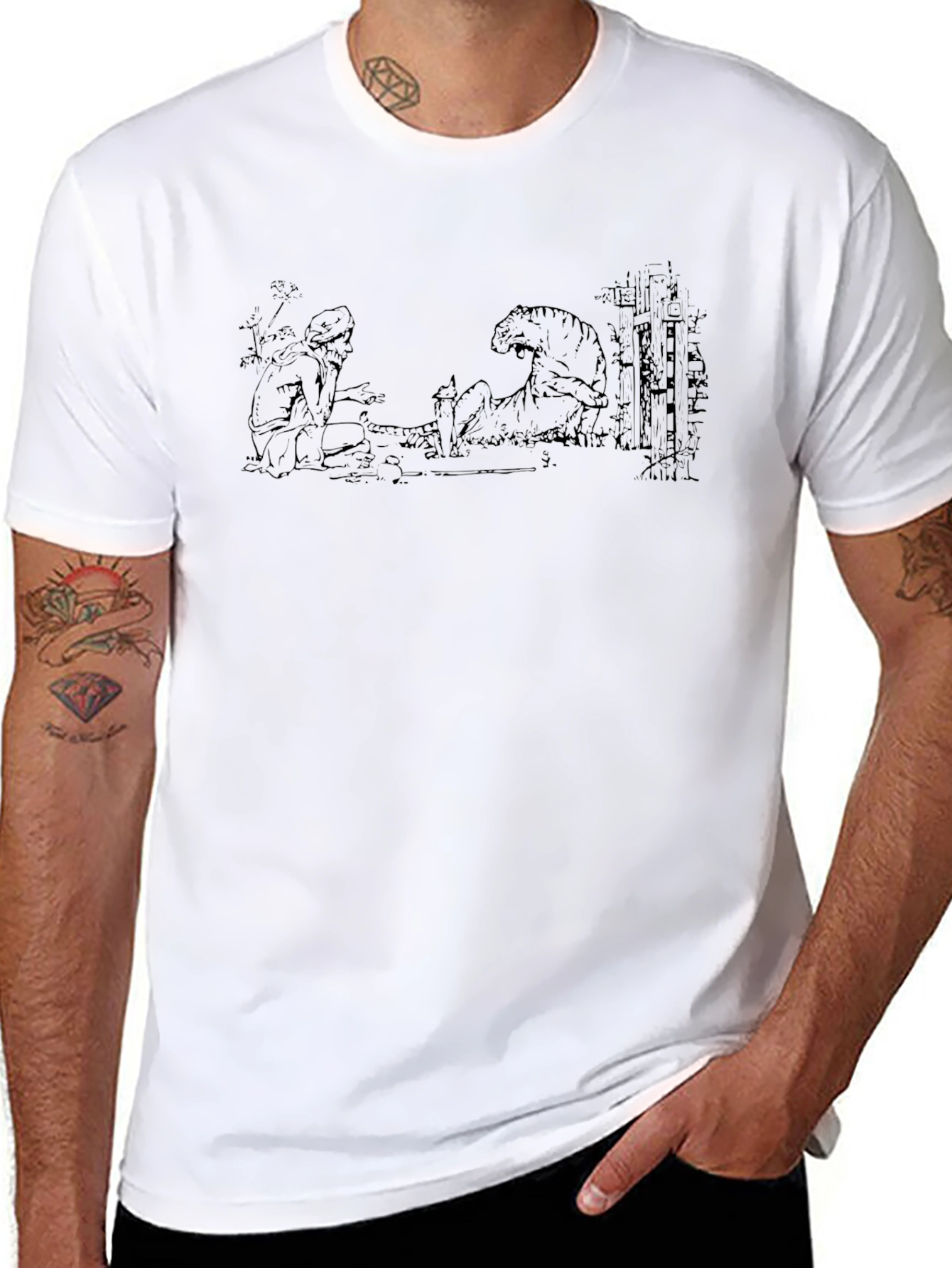 Mens Black T-Shirt with Illustration