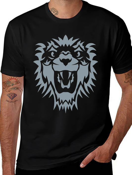 Black T-Shirt with Wolf Graphic