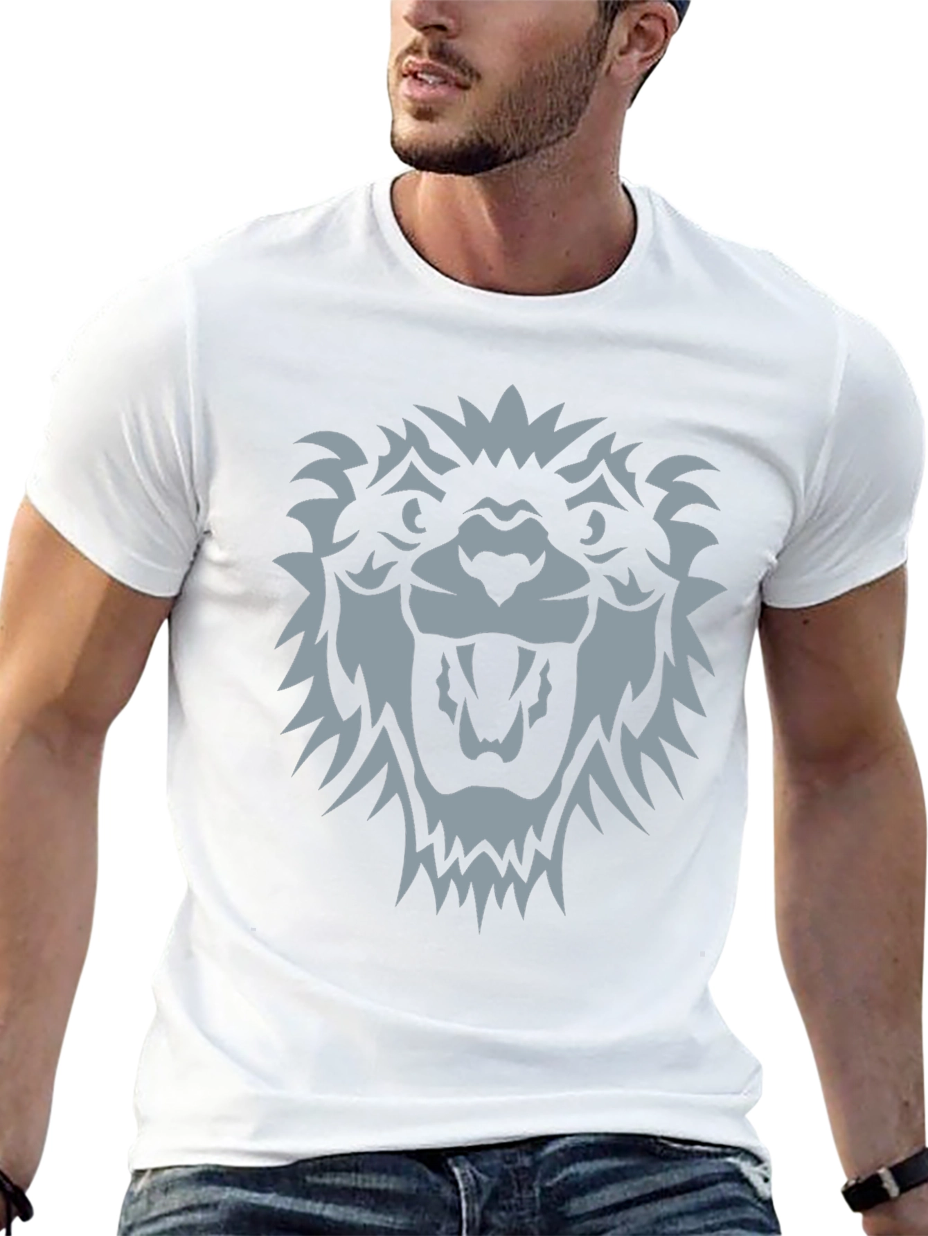Black T-Shirt with Wolf Graphic