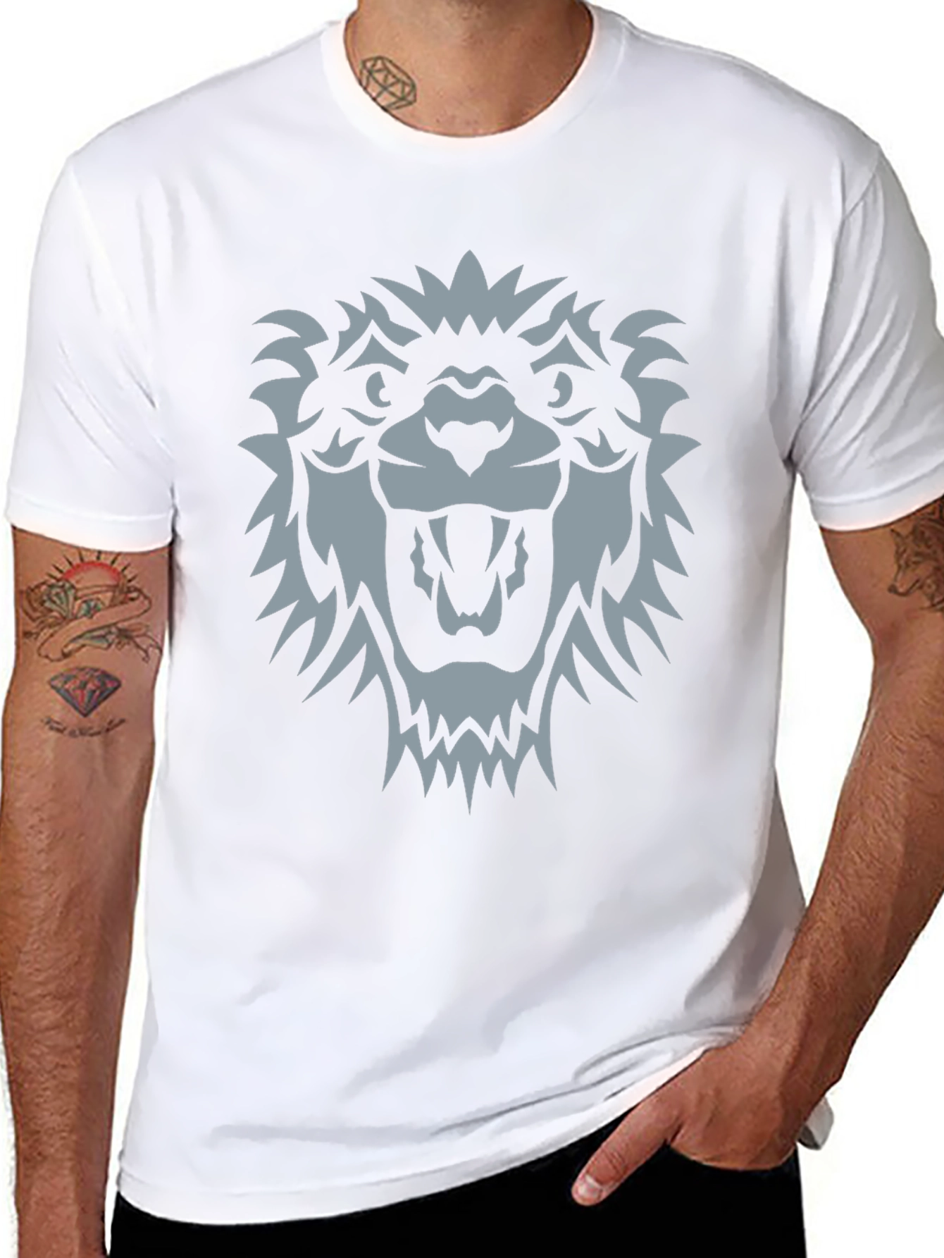 Black T-Shirt with Wolf Graphic